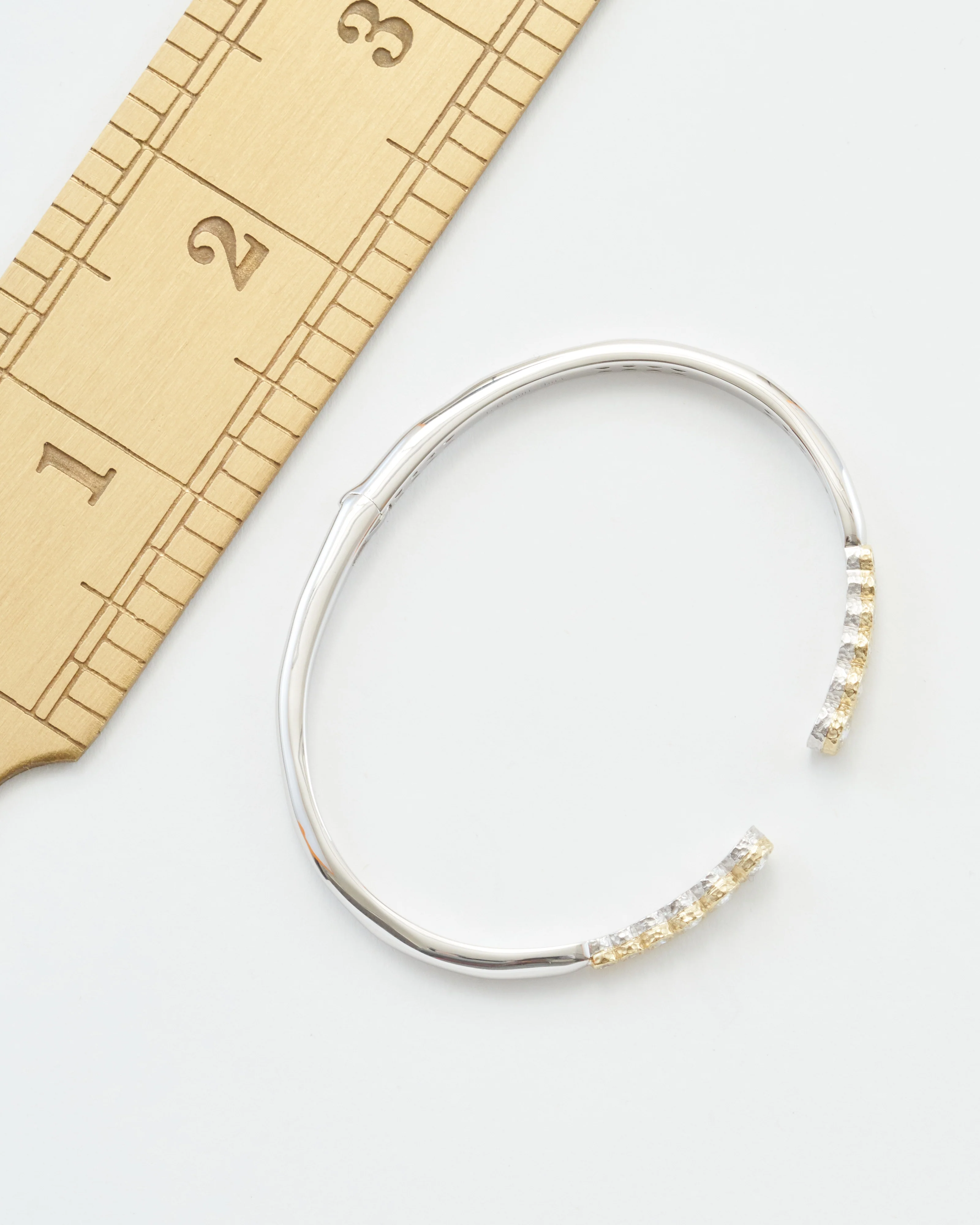 classic two-toned open bezel set diamond bangle - Image 7