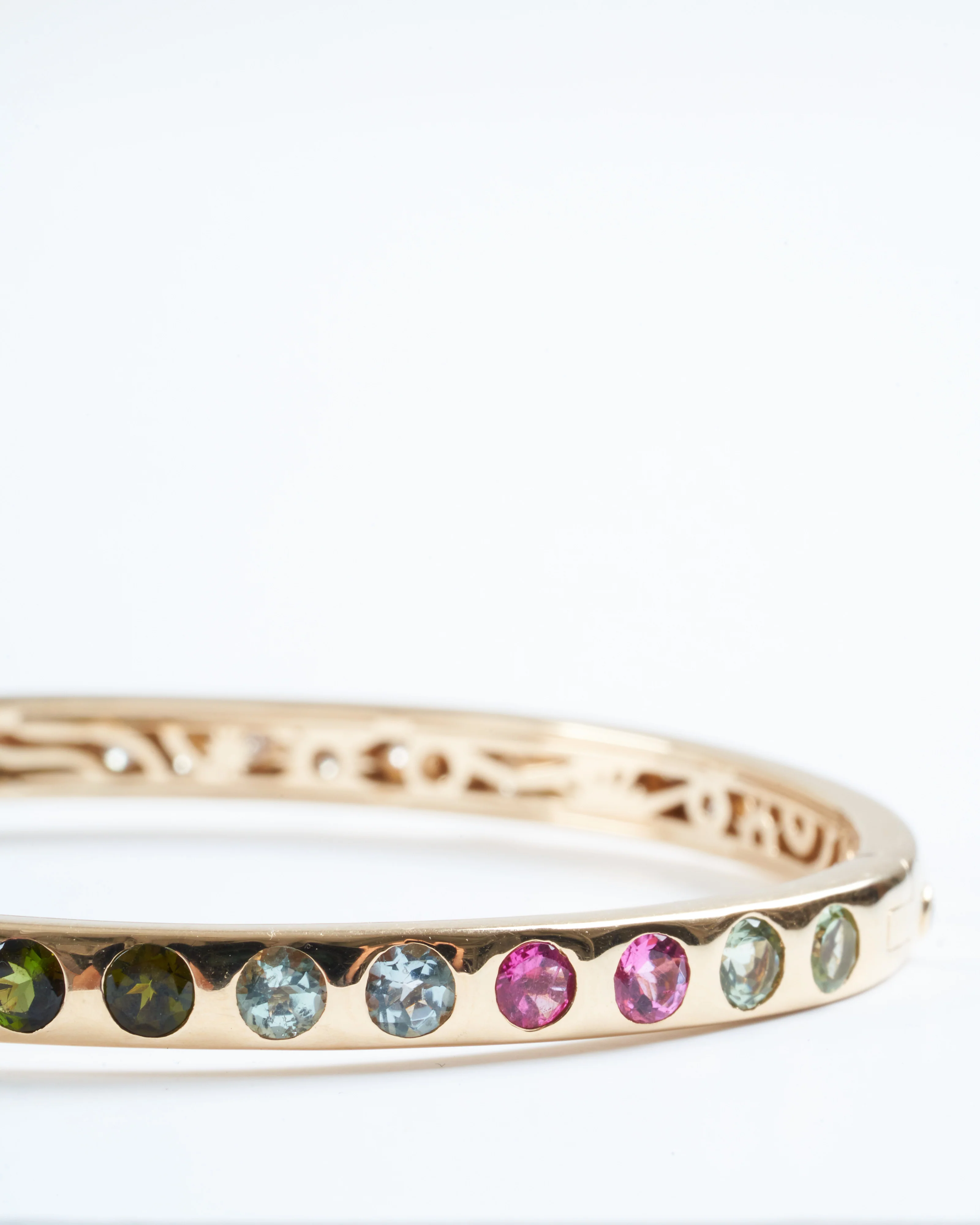 day and night engraved diamond bangle with mixed tourmaline - multi - Image 2