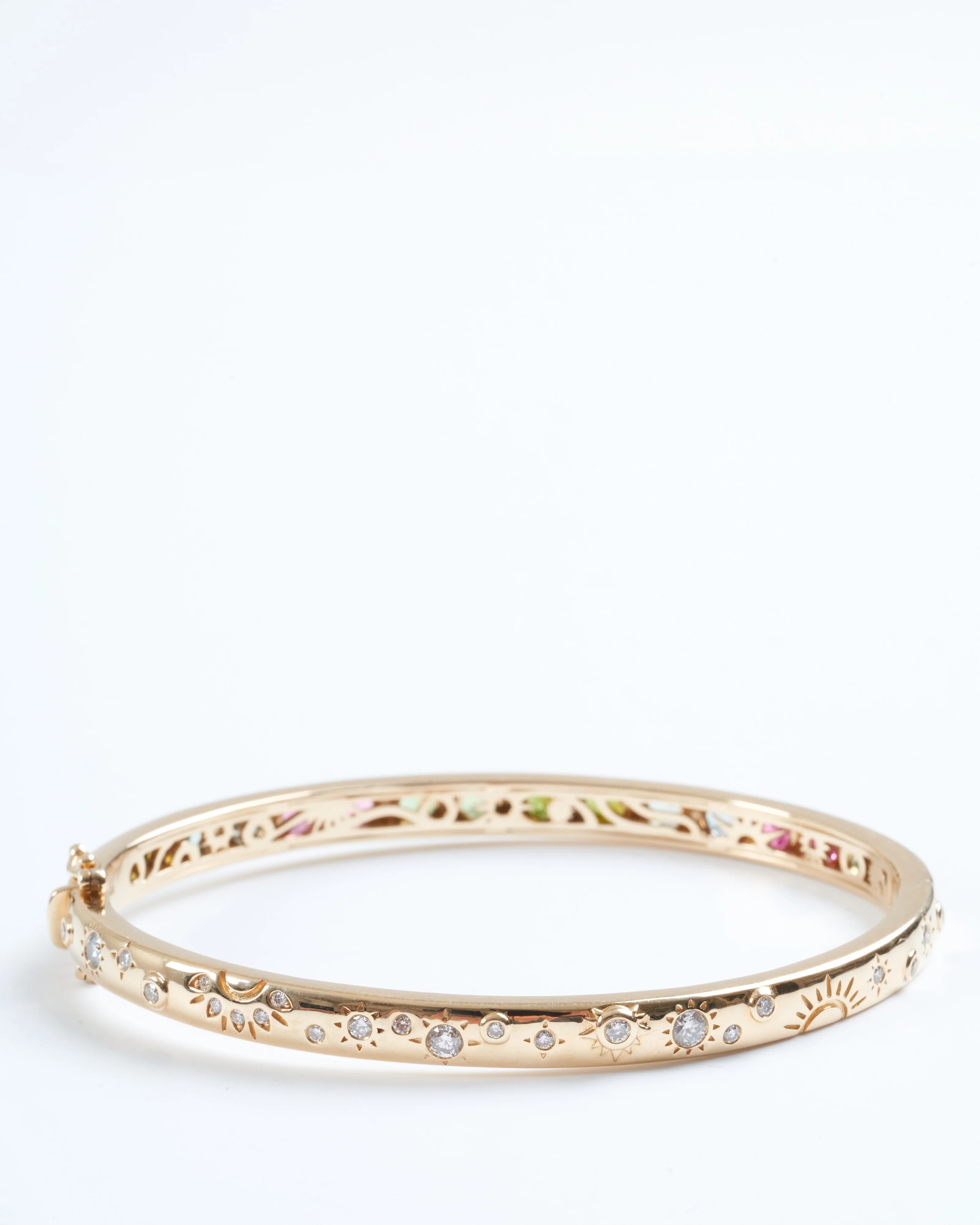 day and night engraved diamond bangle with mixed tourmaline - multi - Image 3