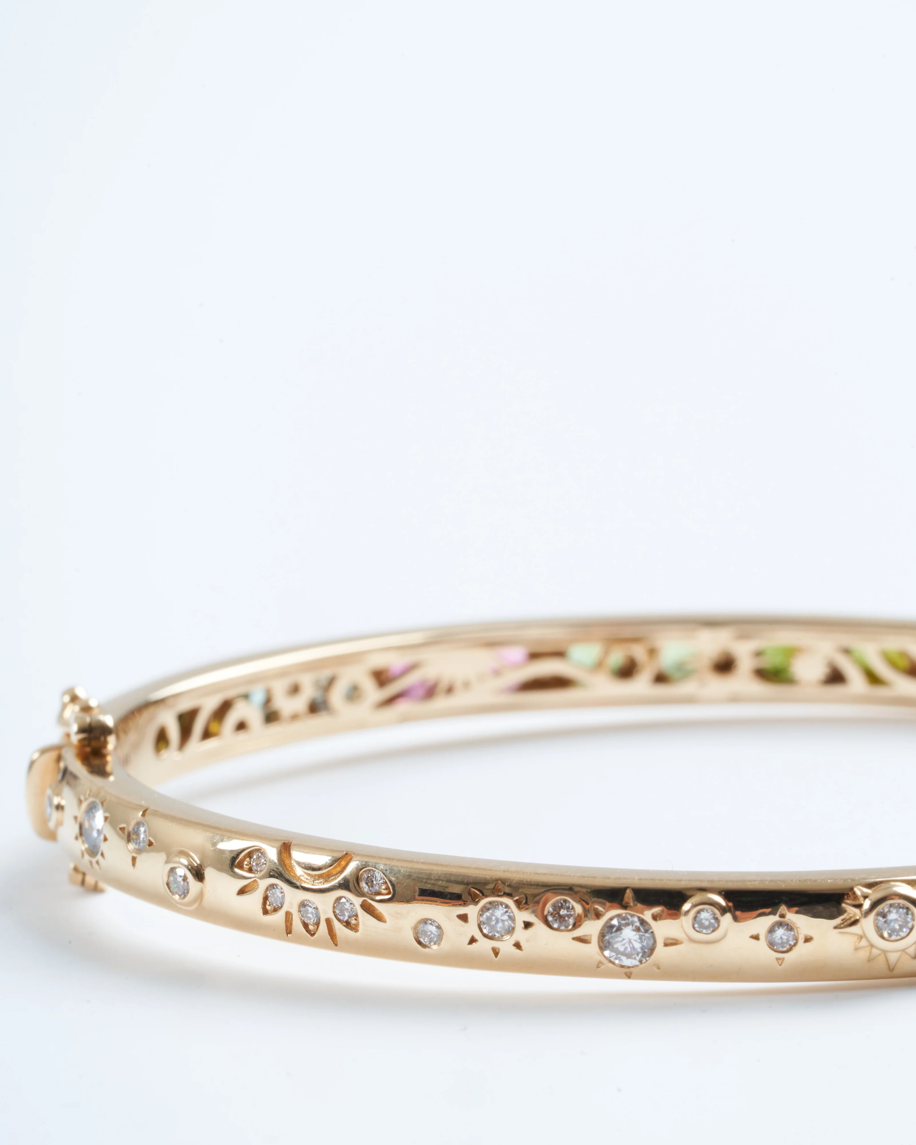 day and night engraved diamond bangle with mixed tourmaline - multi - Image 4