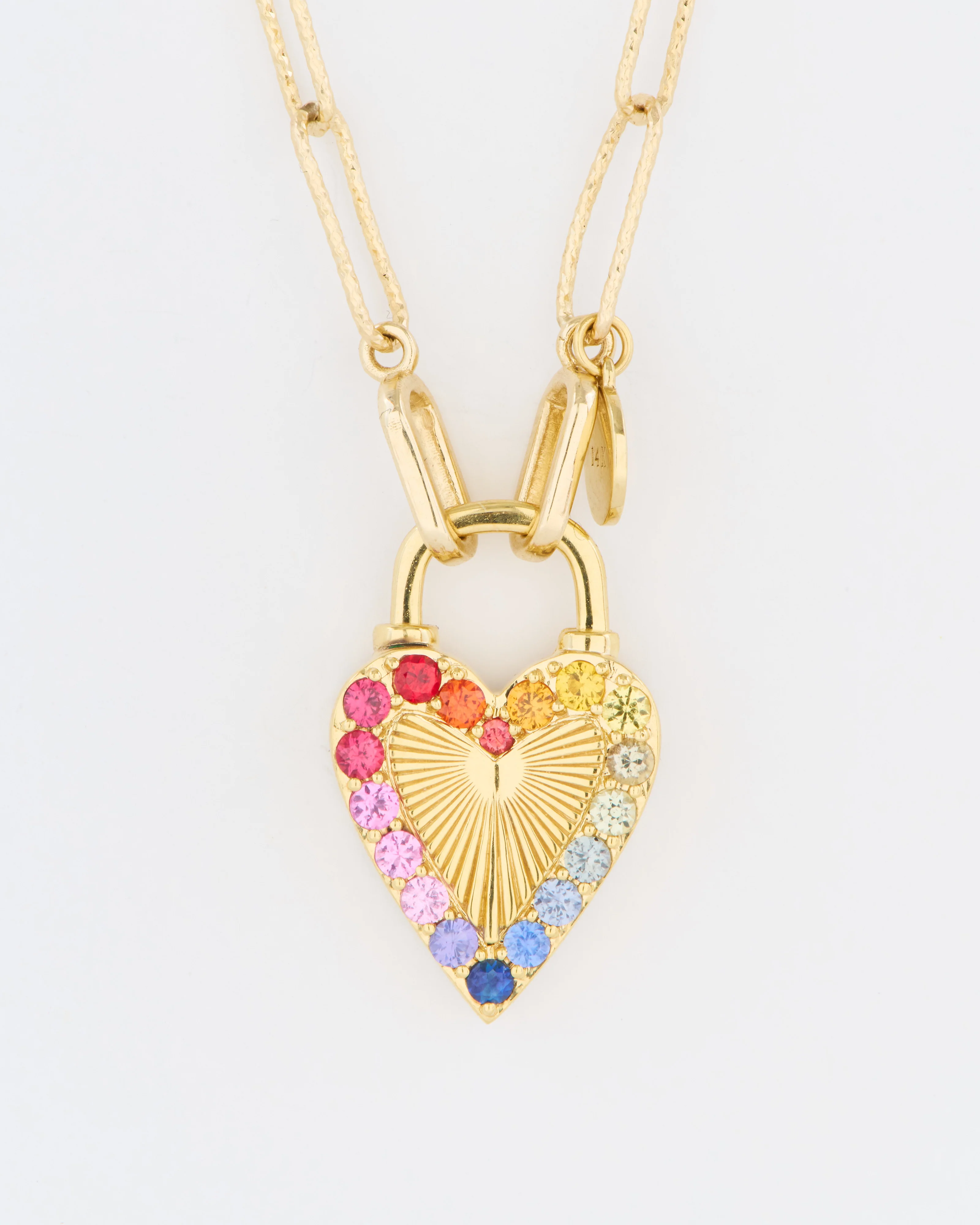 double sided rainbow and diamond love explosion lock pendant - Image 6