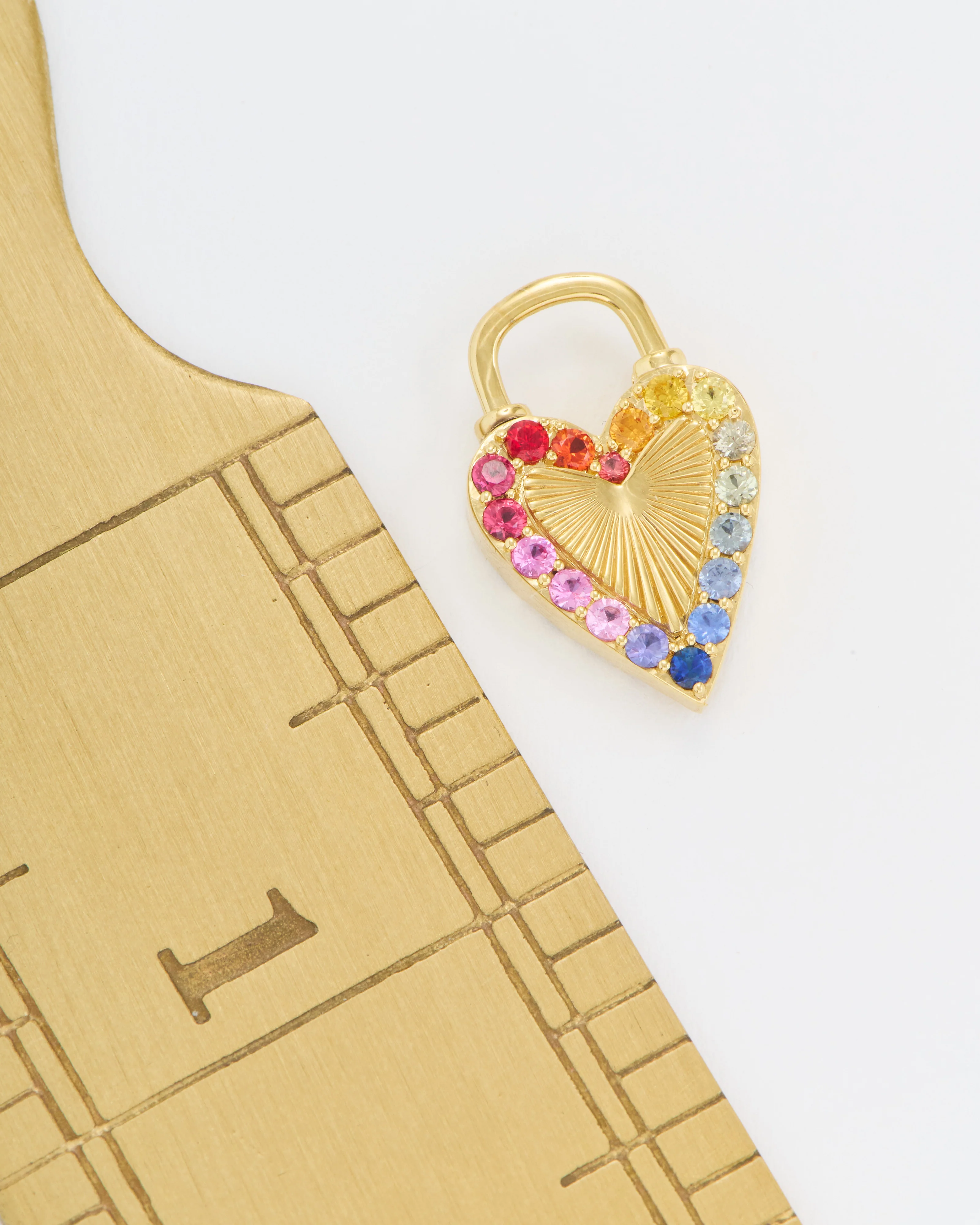 double sided rainbow and diamond love explosion lock pendant - Image 8