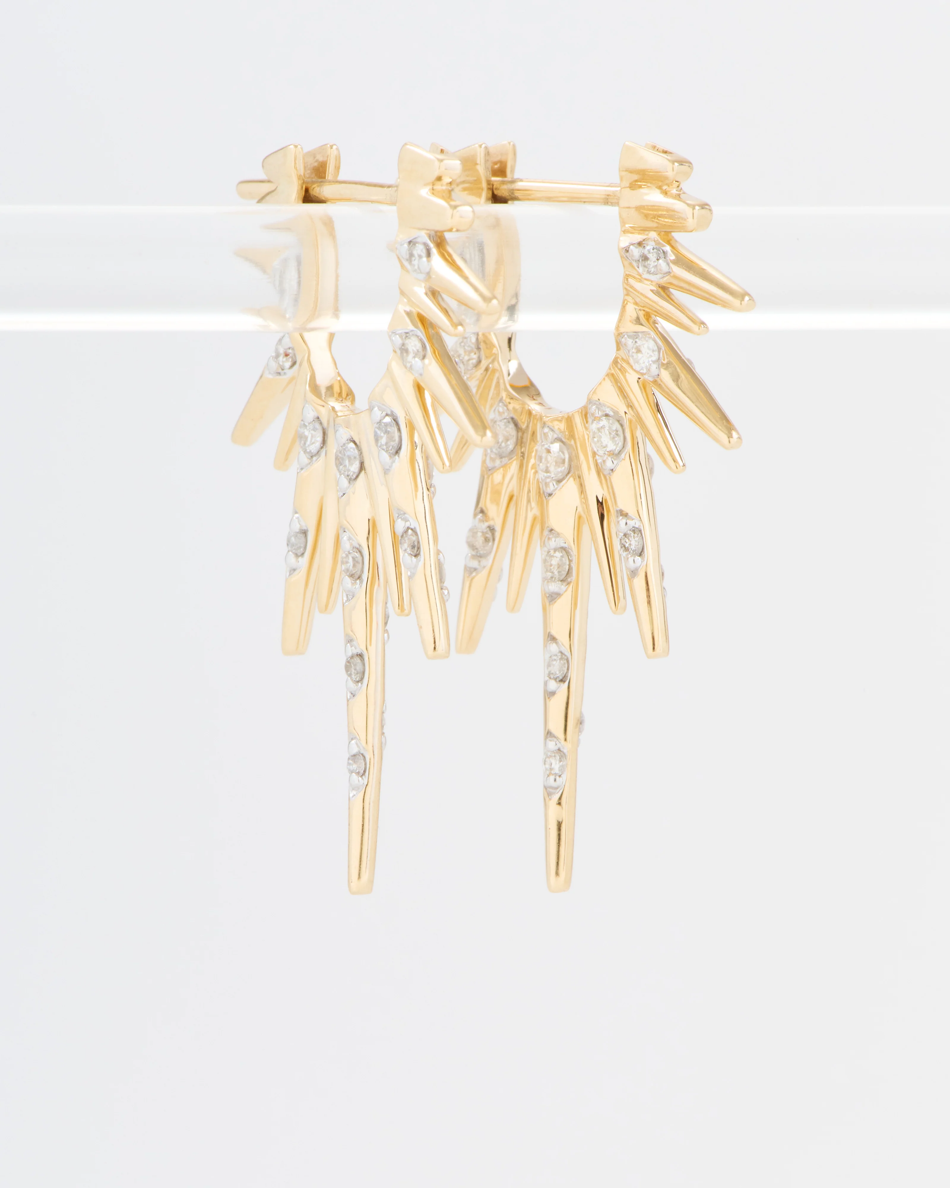 elongated love explosion diamond earrings