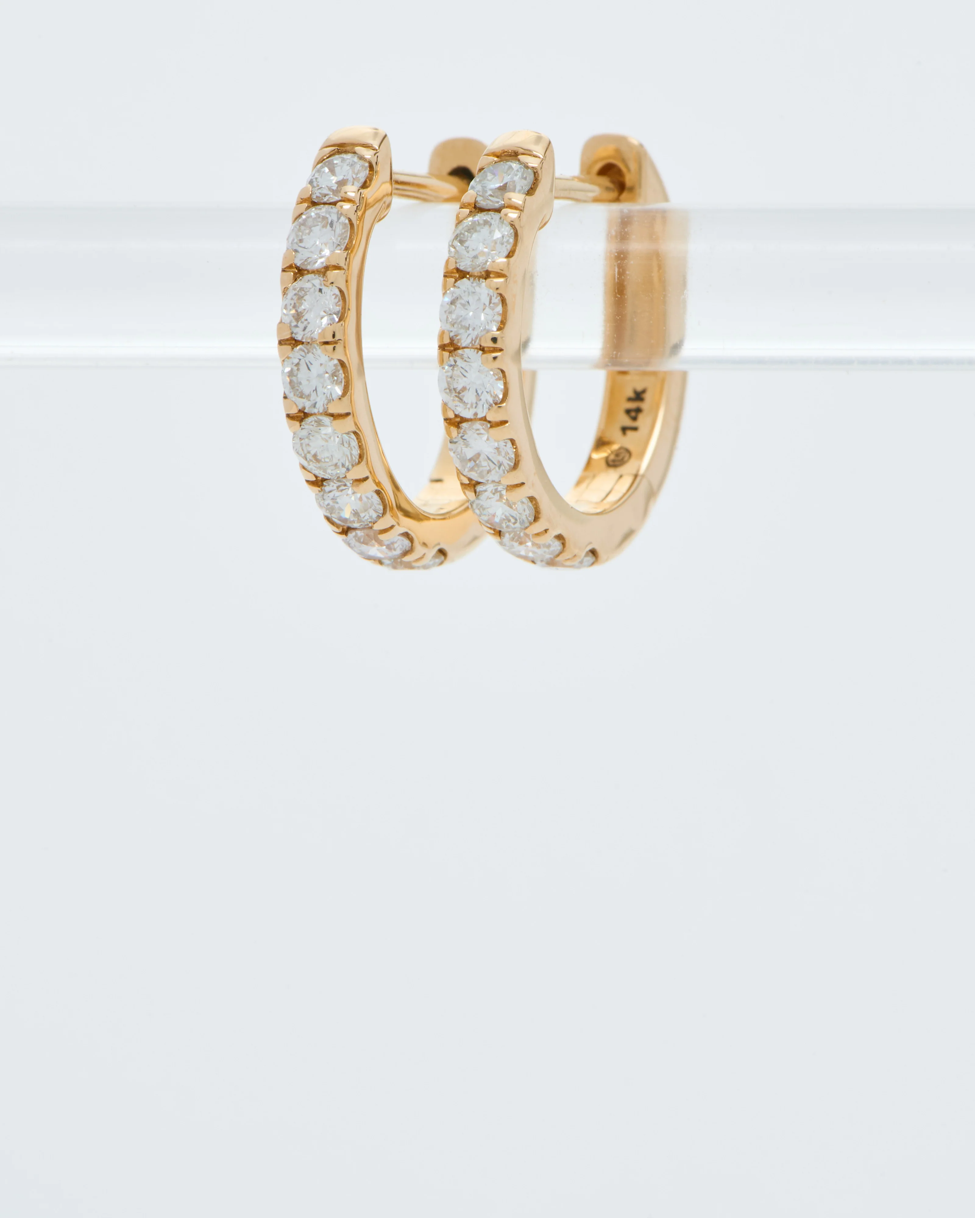 medium diamond huggie hoops - Image 6
