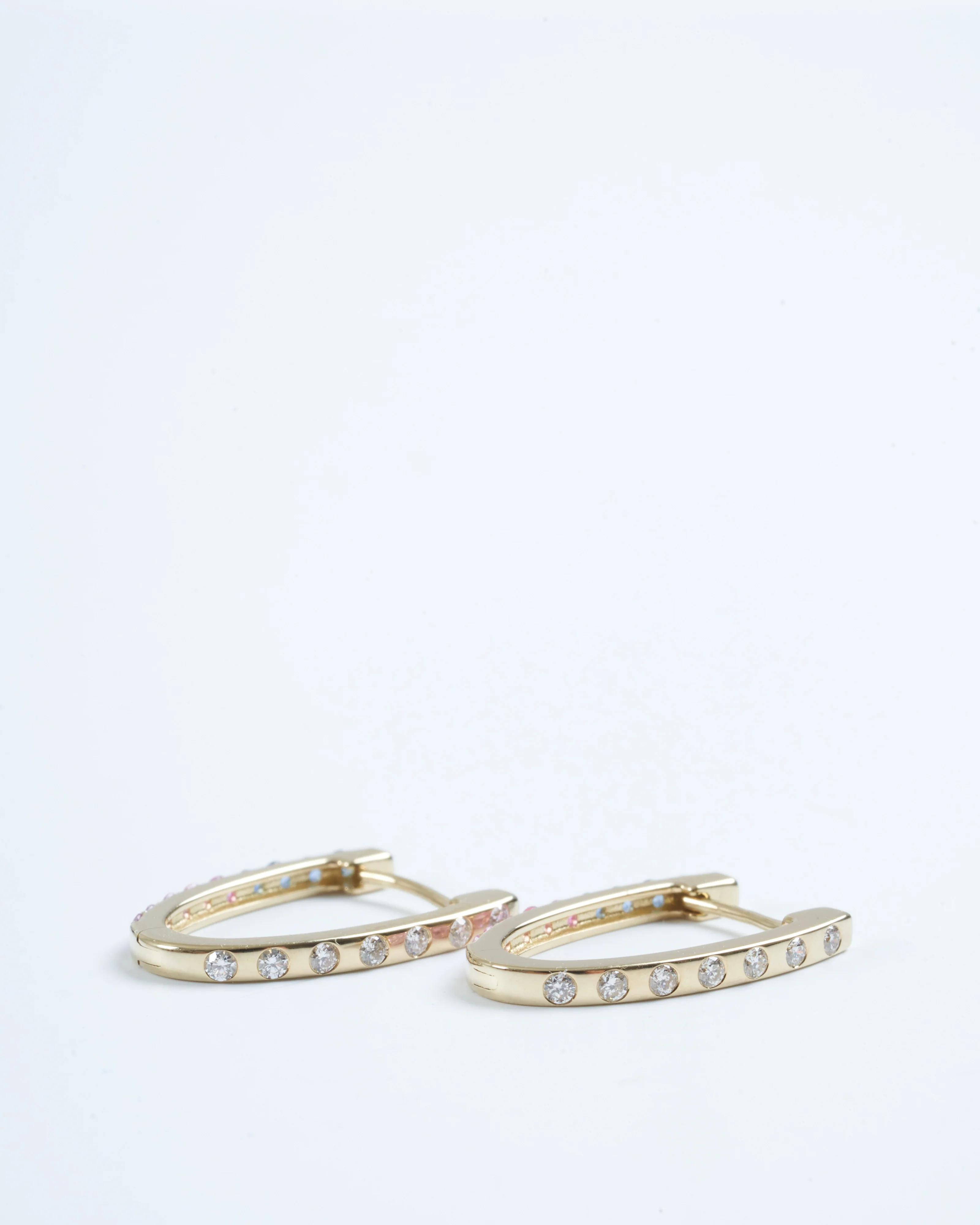 medium double sided oval sapphire and diamond hoops - multi - Image 3