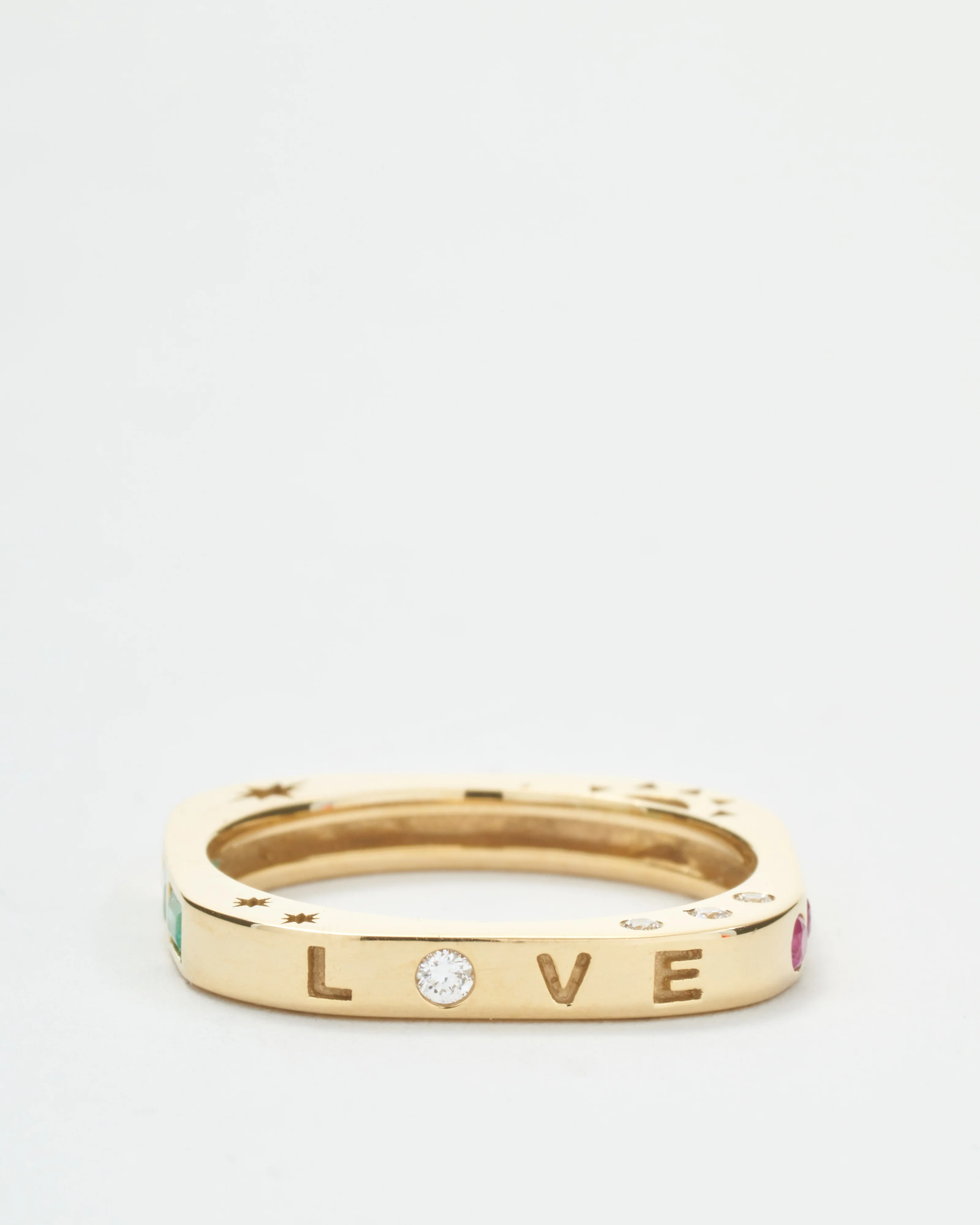 multi-stone square engraved love band - Image 2