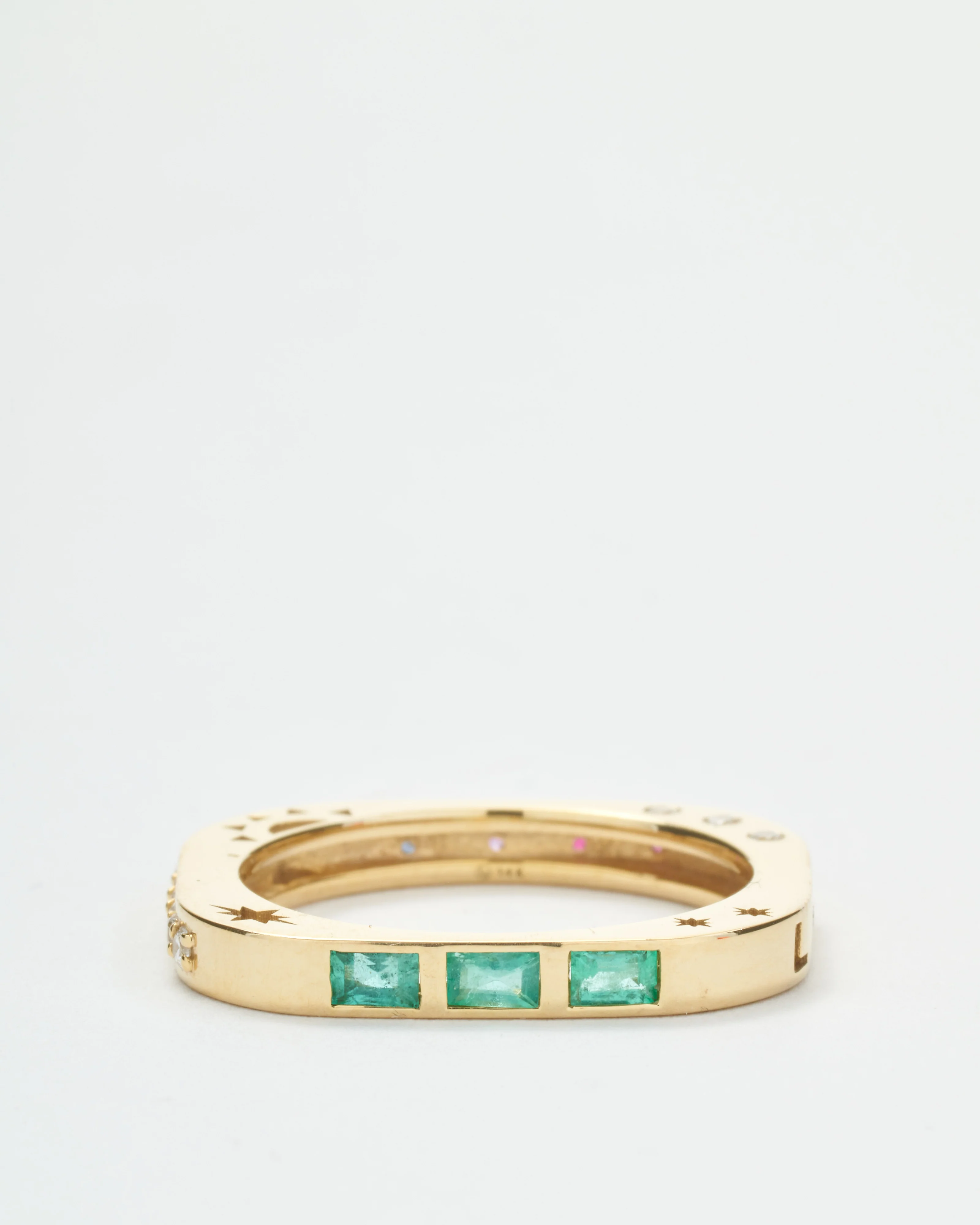 multi-stone square engraved love band - Image 3