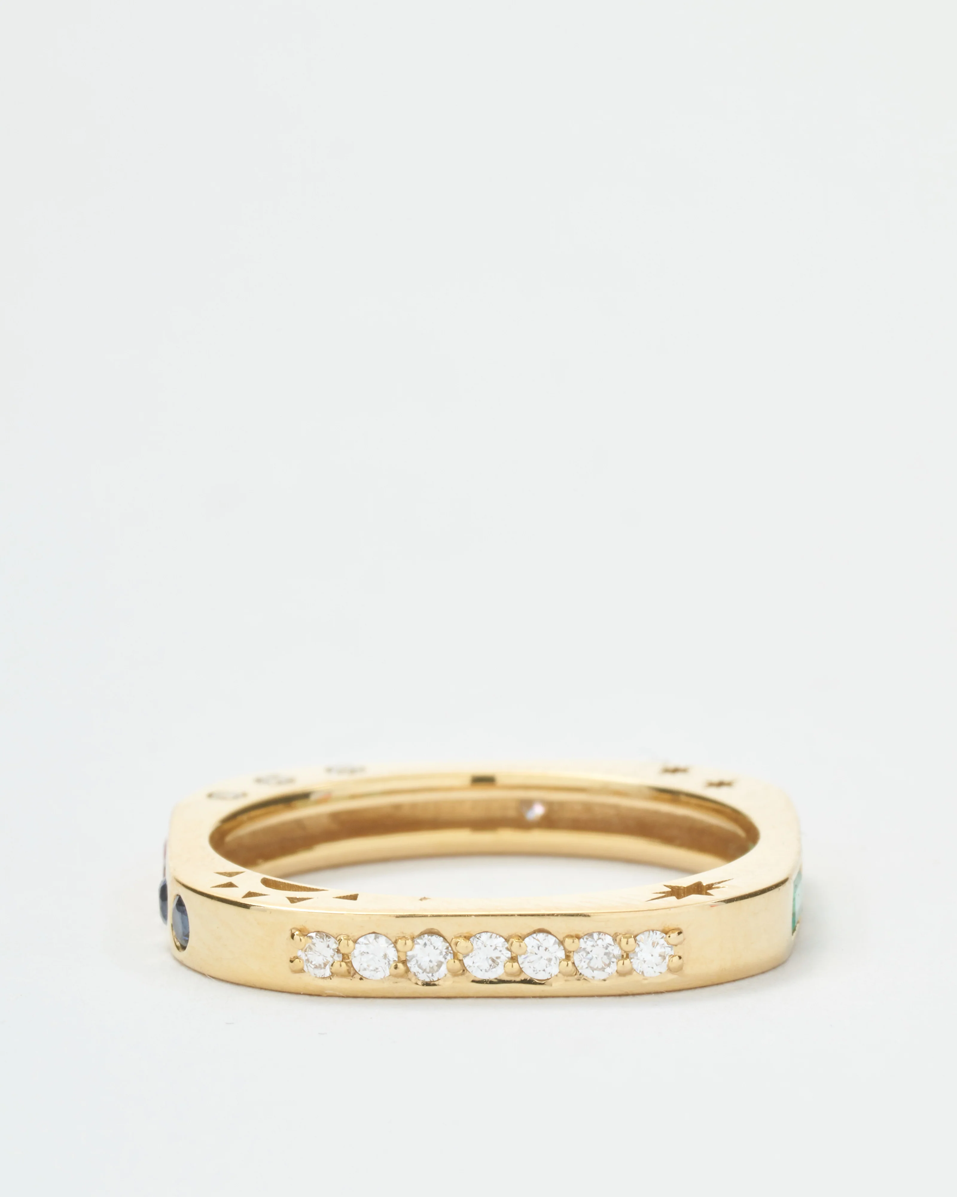 multi-stone square engraved love band - Image 4