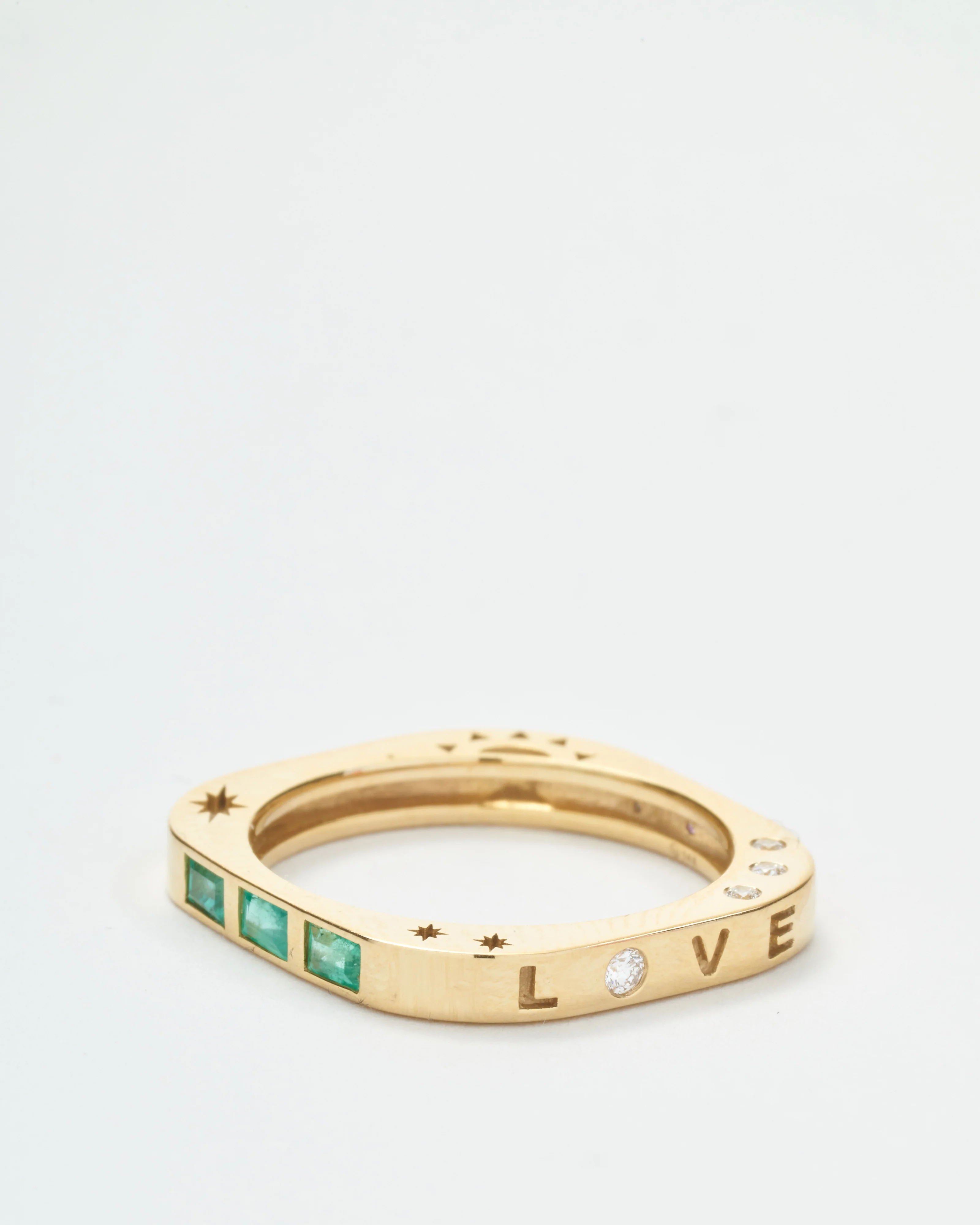 multi-stone square engraved love band - Image 5