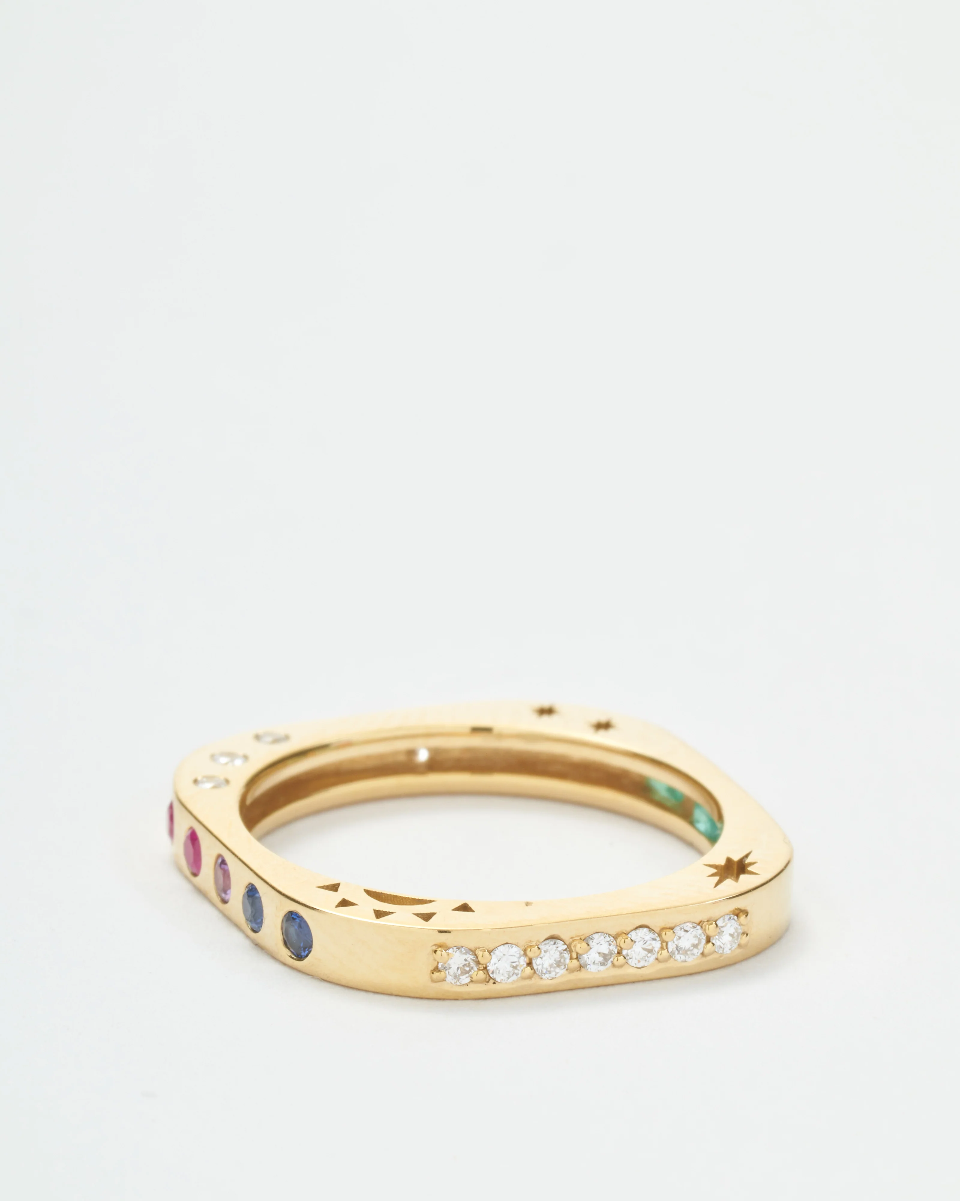 multi-stone square engraved love band - Image 6