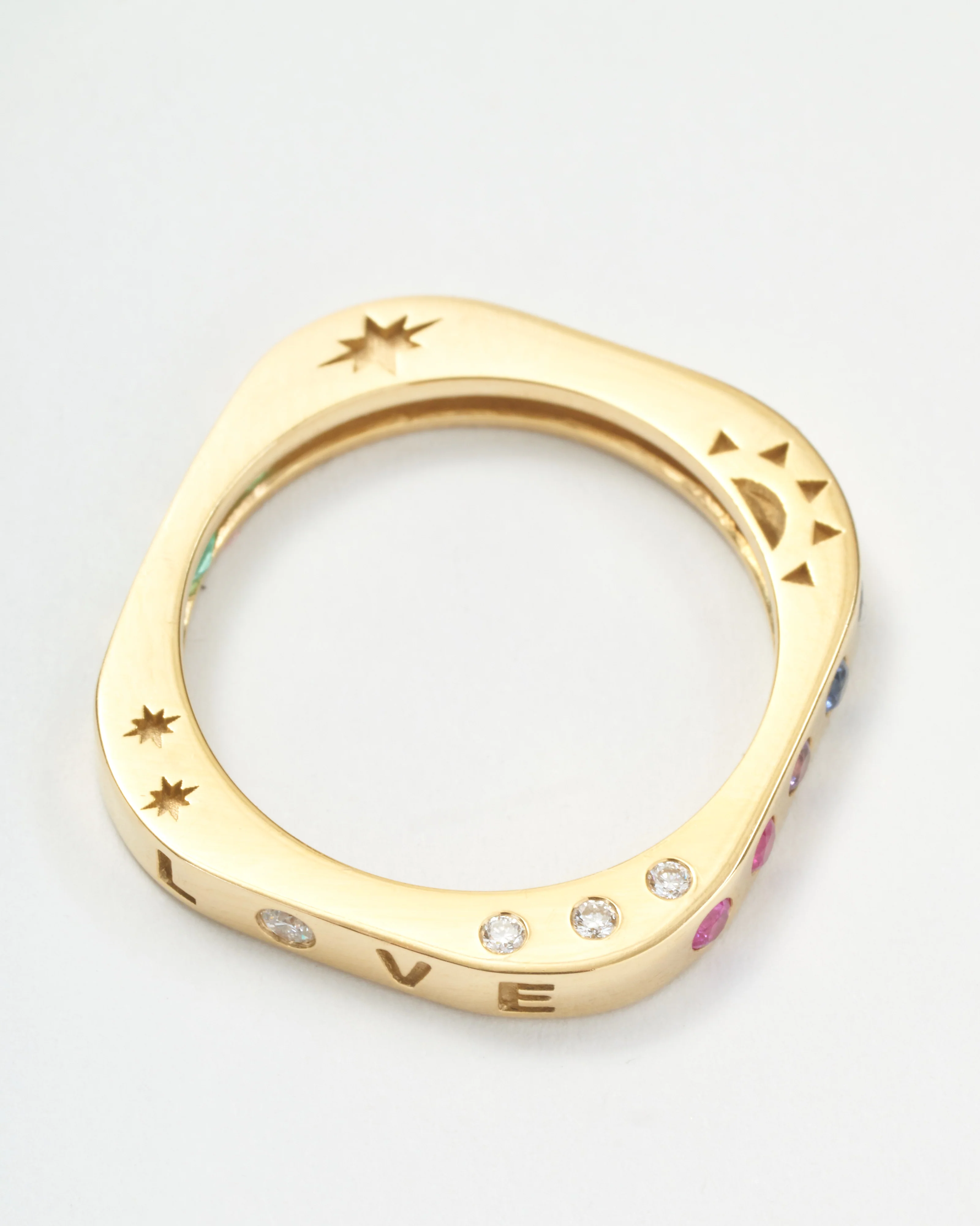 multi-stone square engraved love band - Image 7
