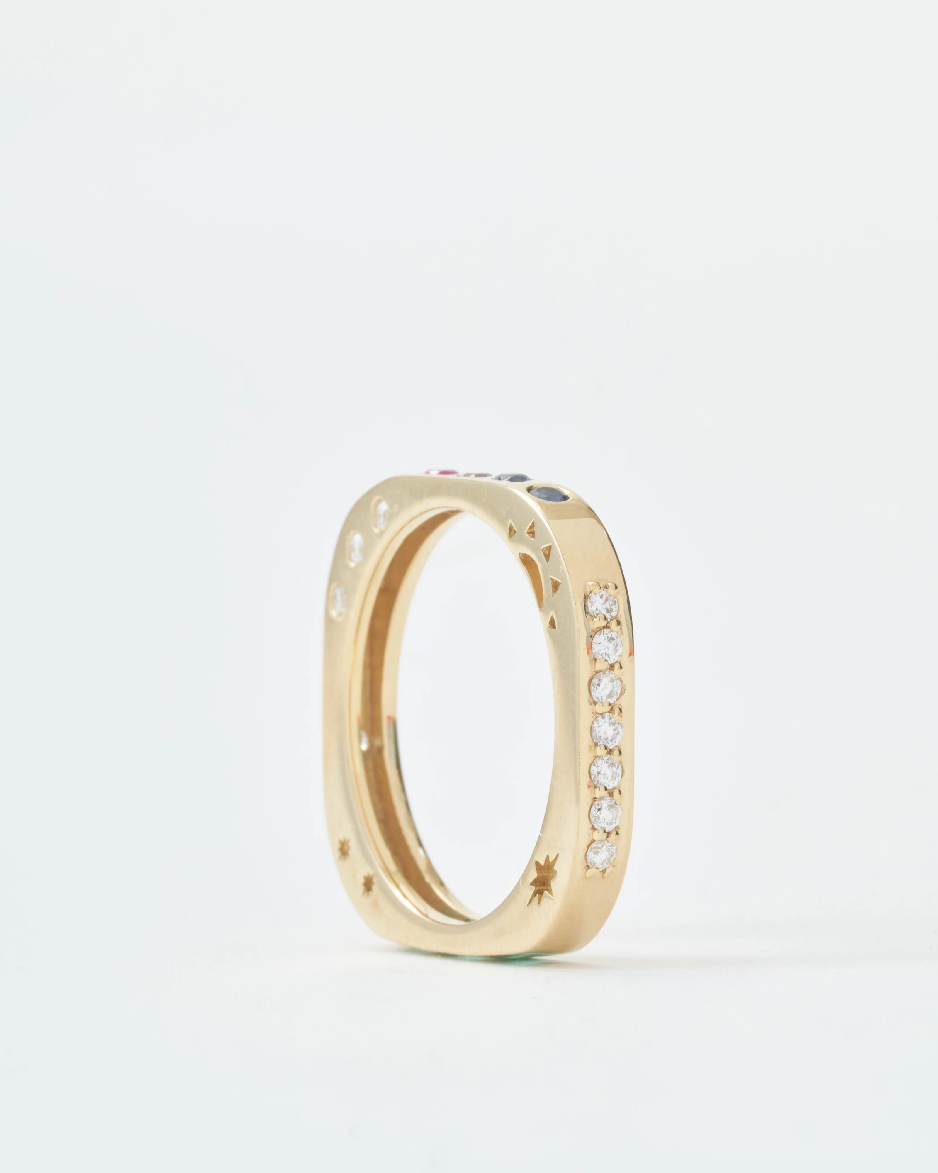 multi-stone square engraved love band - Image 8
