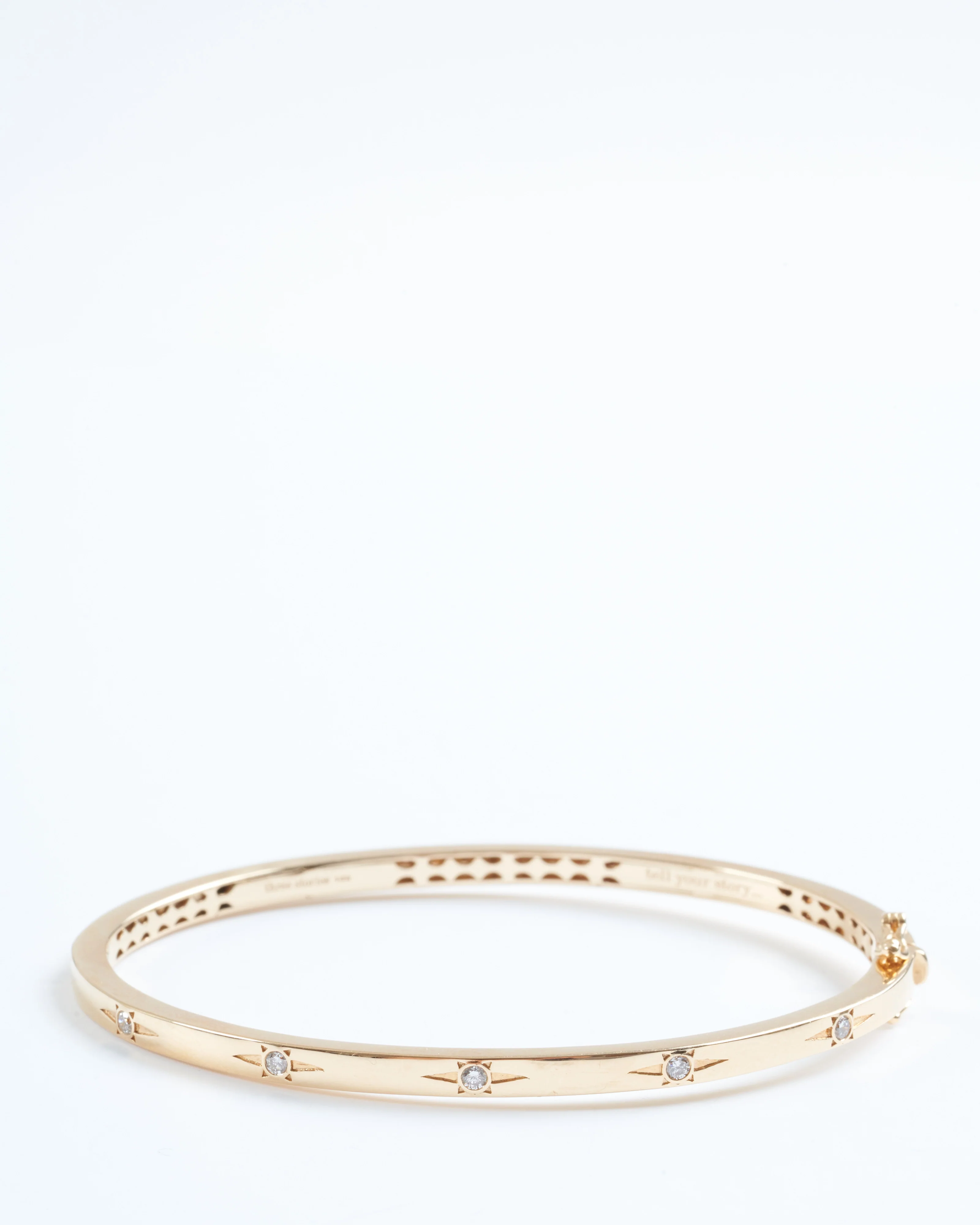narrow starburst diamond bangle - gold