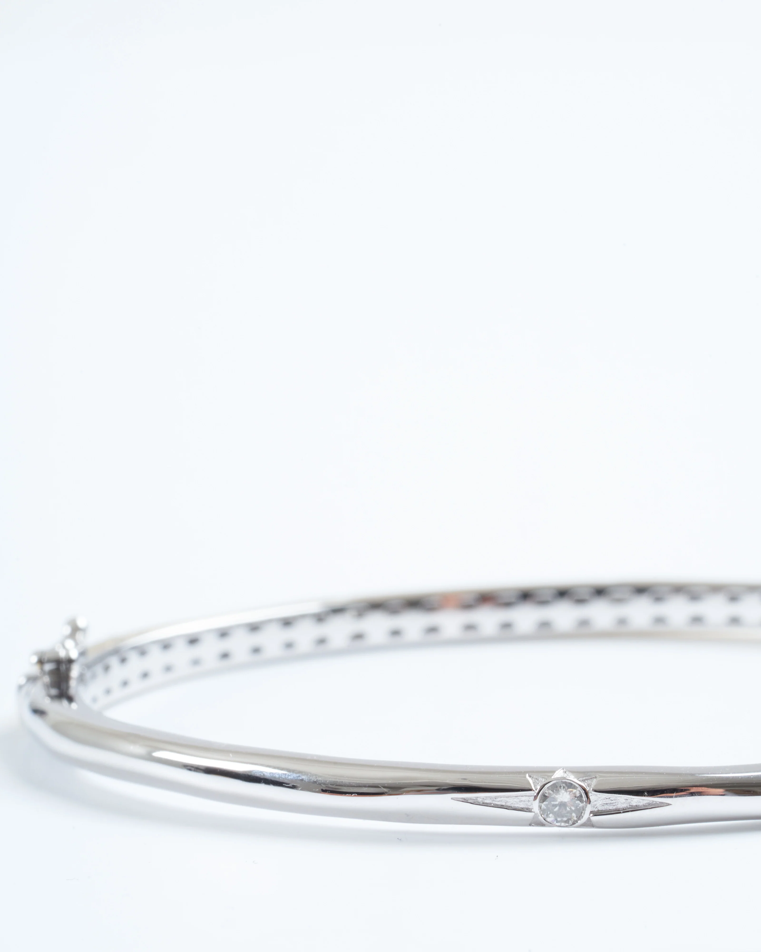 narrow two-toned starburst diamond bangle - gold/silver - Image 2