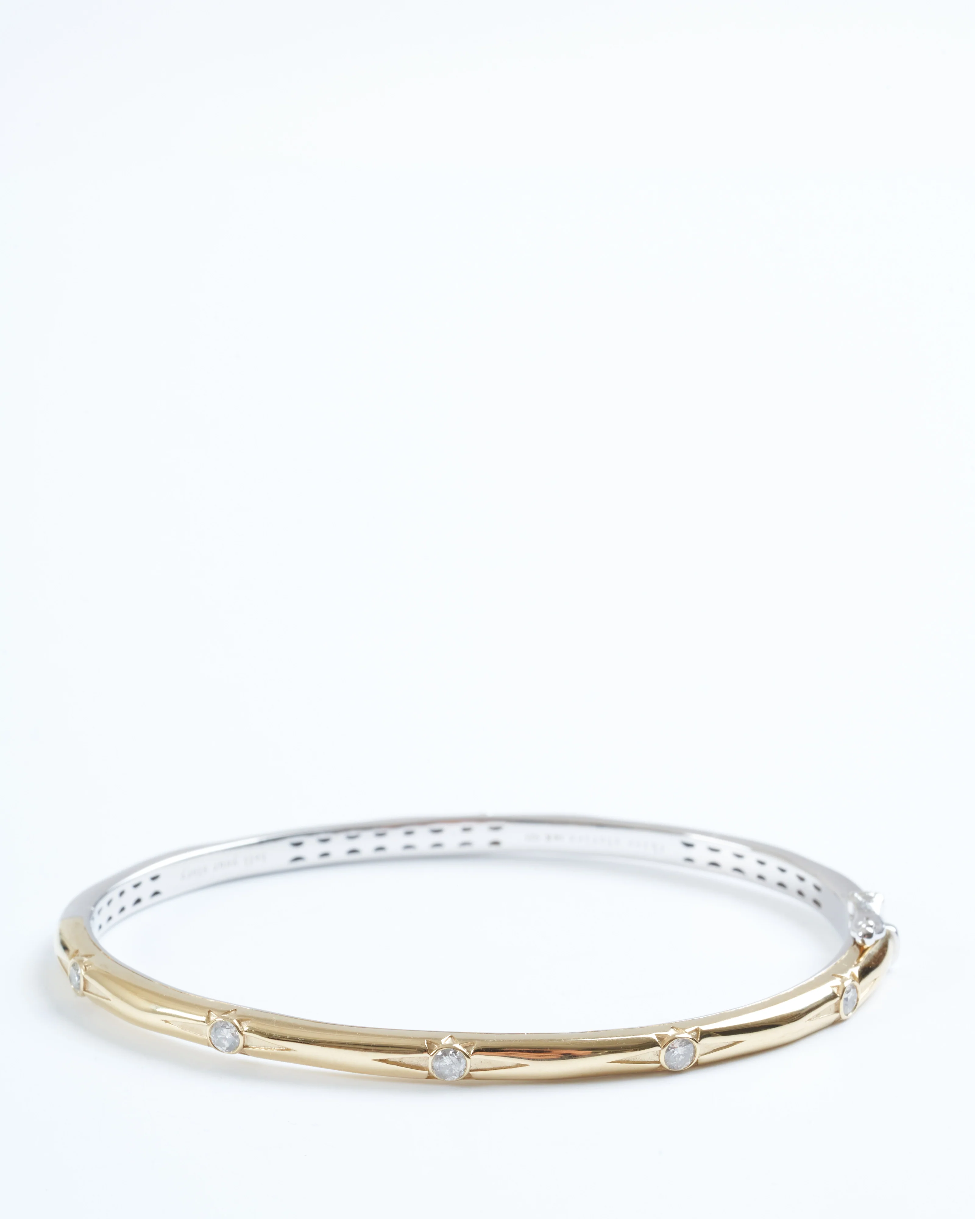 narrow two-toned starburst diamond bangle - gold/silver - Image 3