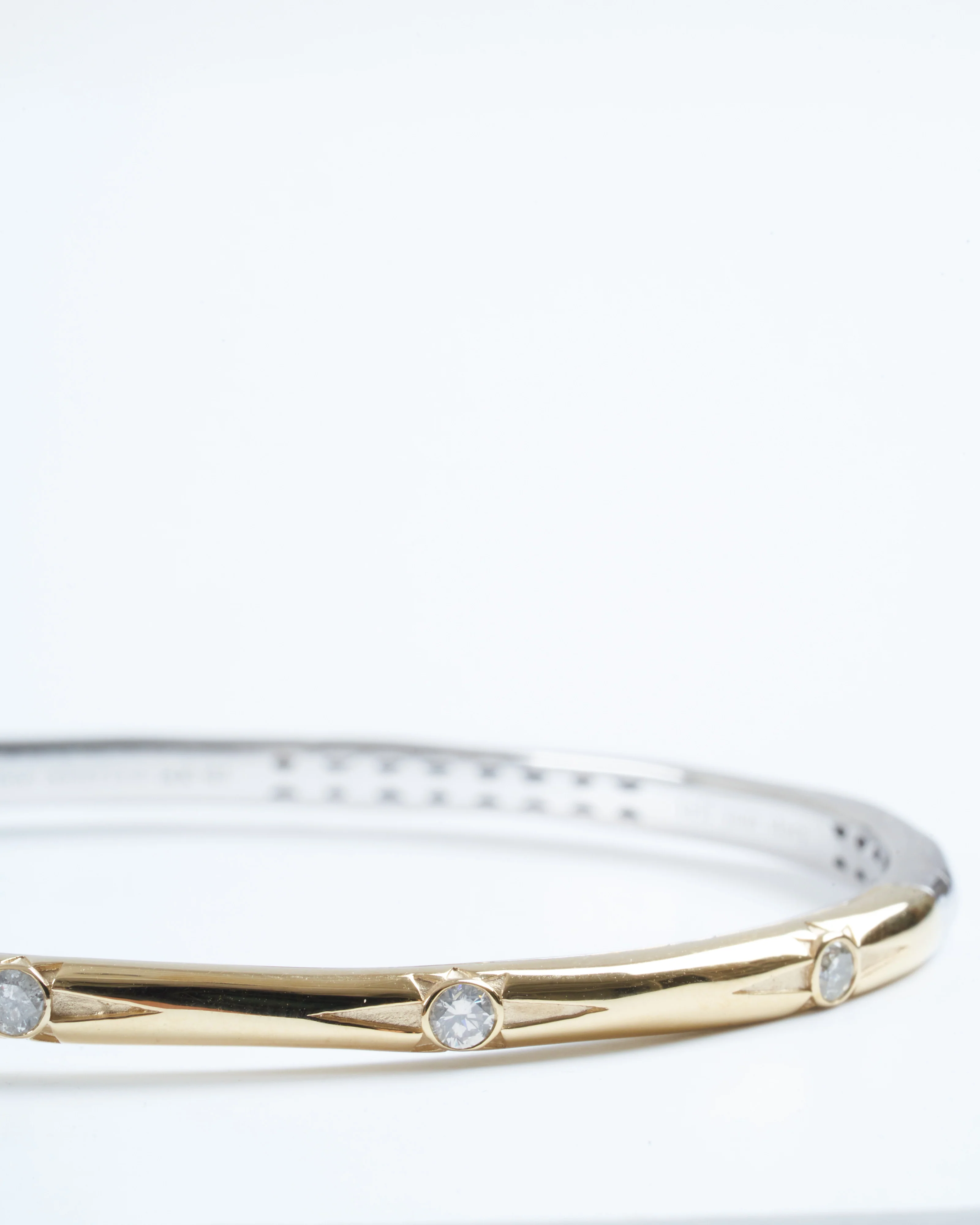narrow two-toned starburst diamond bangle - gold/silver - Image 4