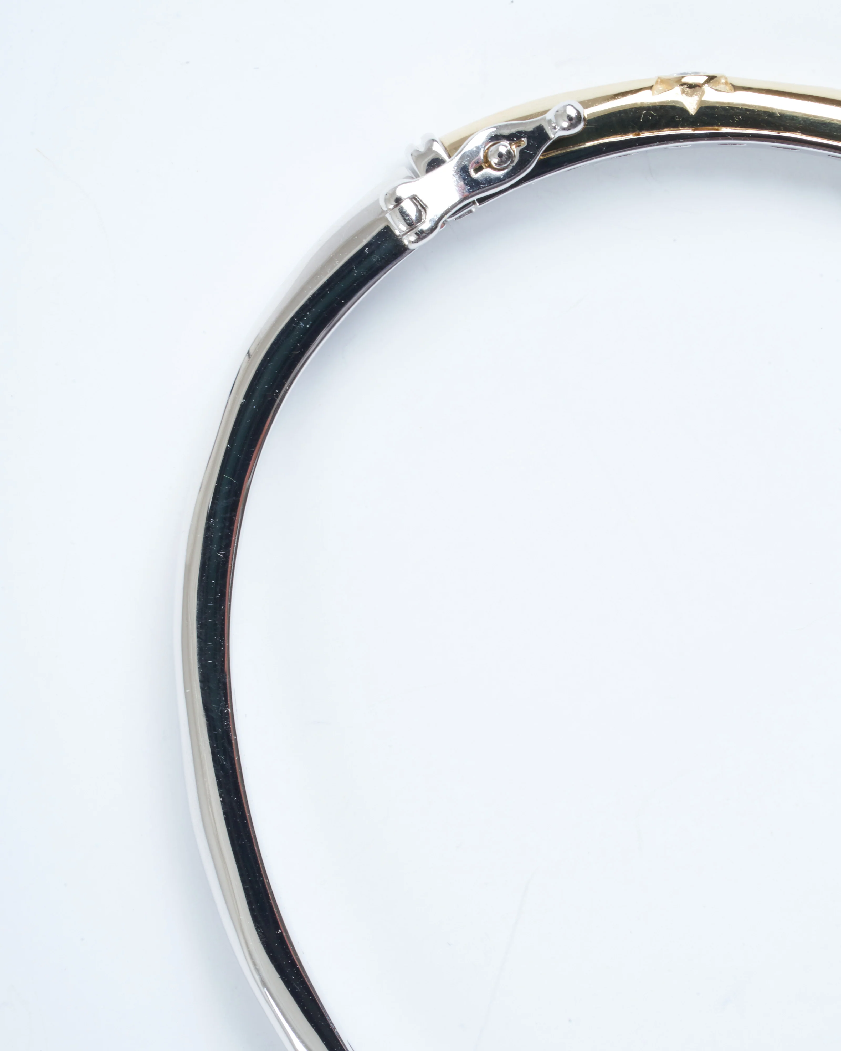 narrow two-toned starburst diamond bangle - gold/silver - Image 5