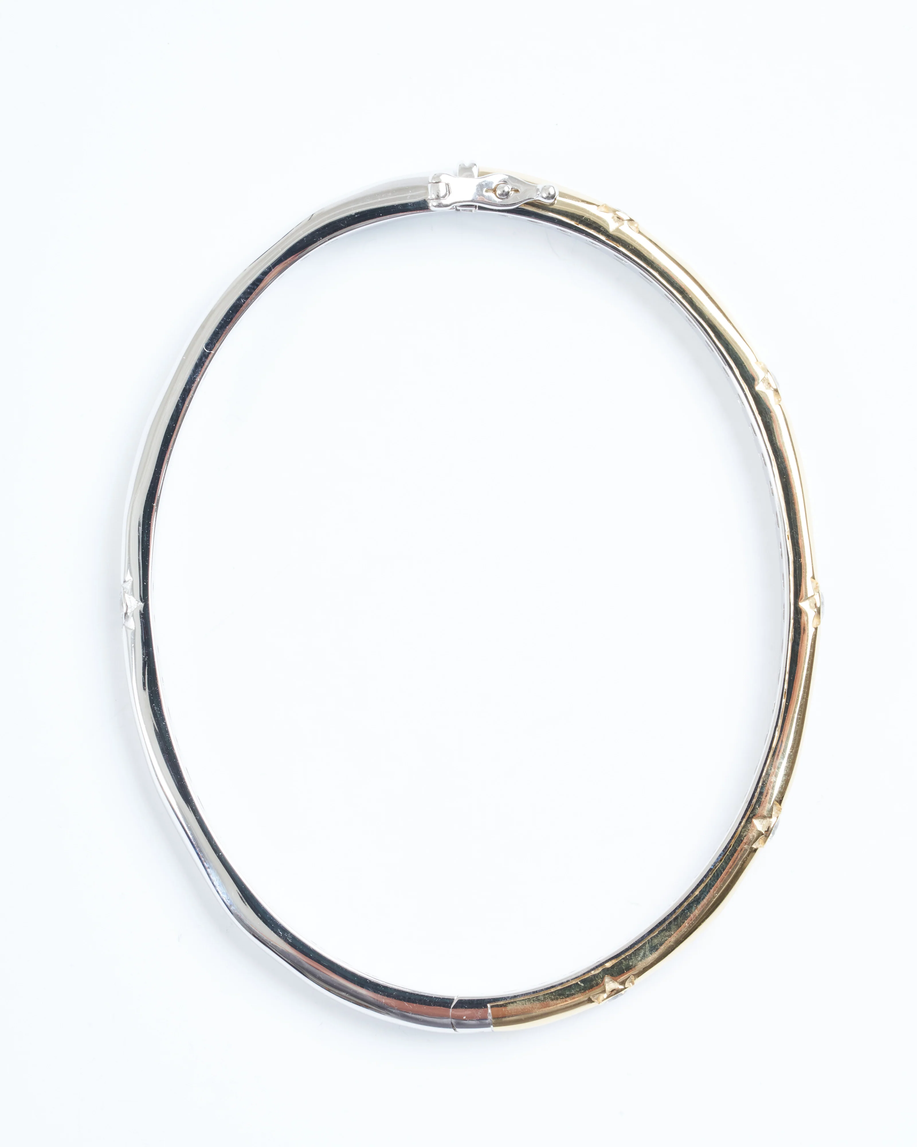 narrow two-toned starburst diamond bangle - gold/silver - Image 6