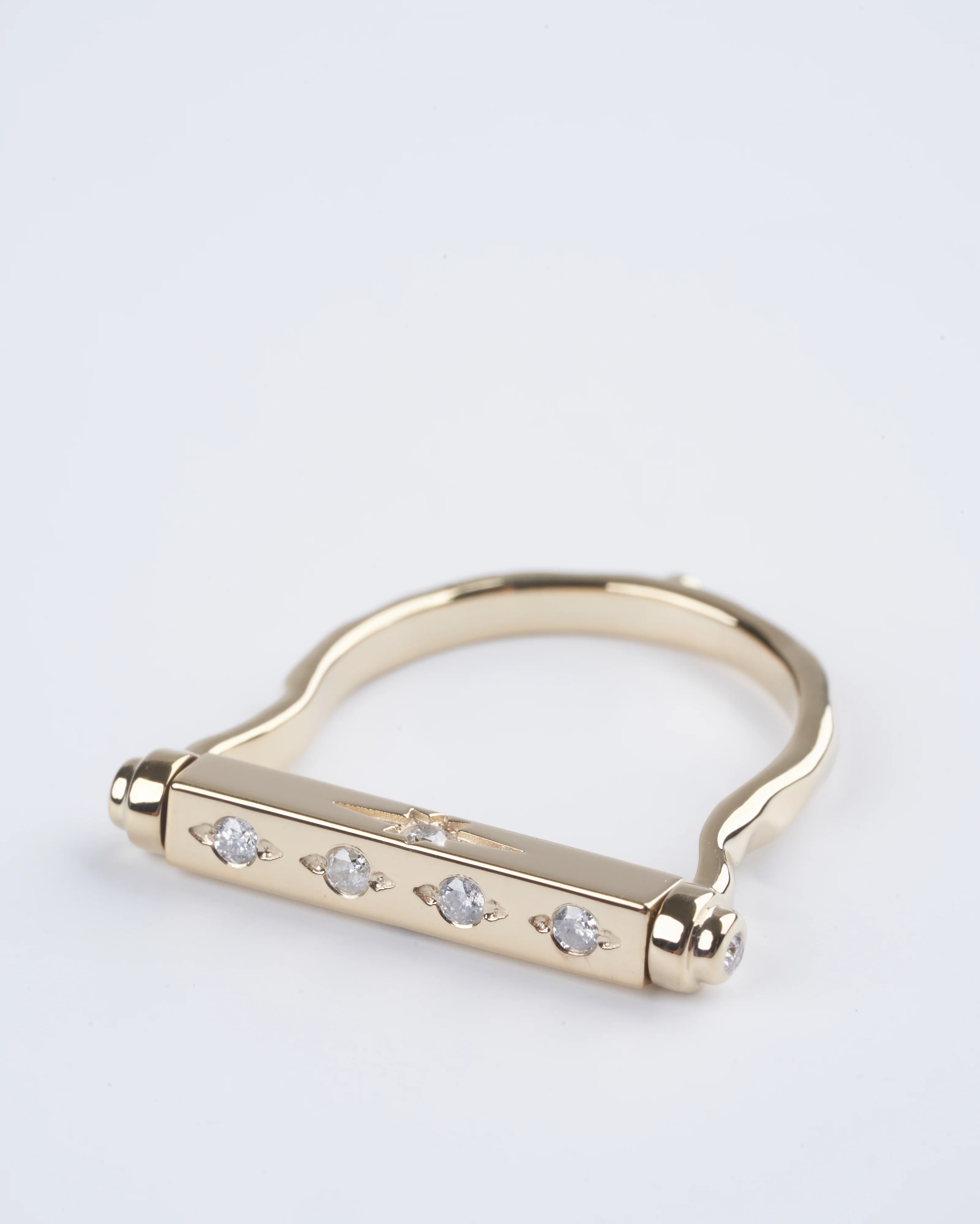 shooting star engravable narrow flip ring - gold/ diamond - Image 2