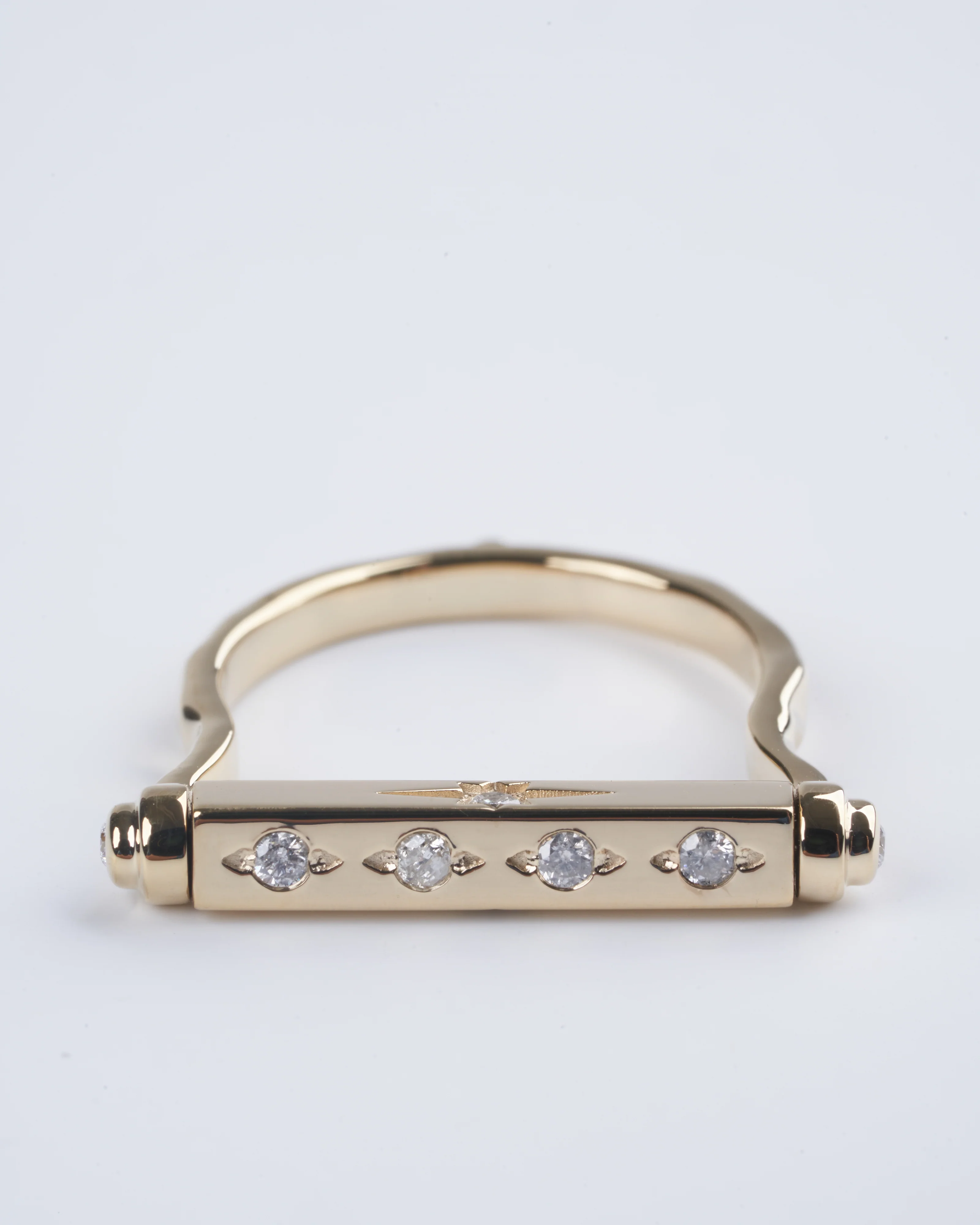 shooting star engravable narrow flip ring - gold/ diamond - Image 3