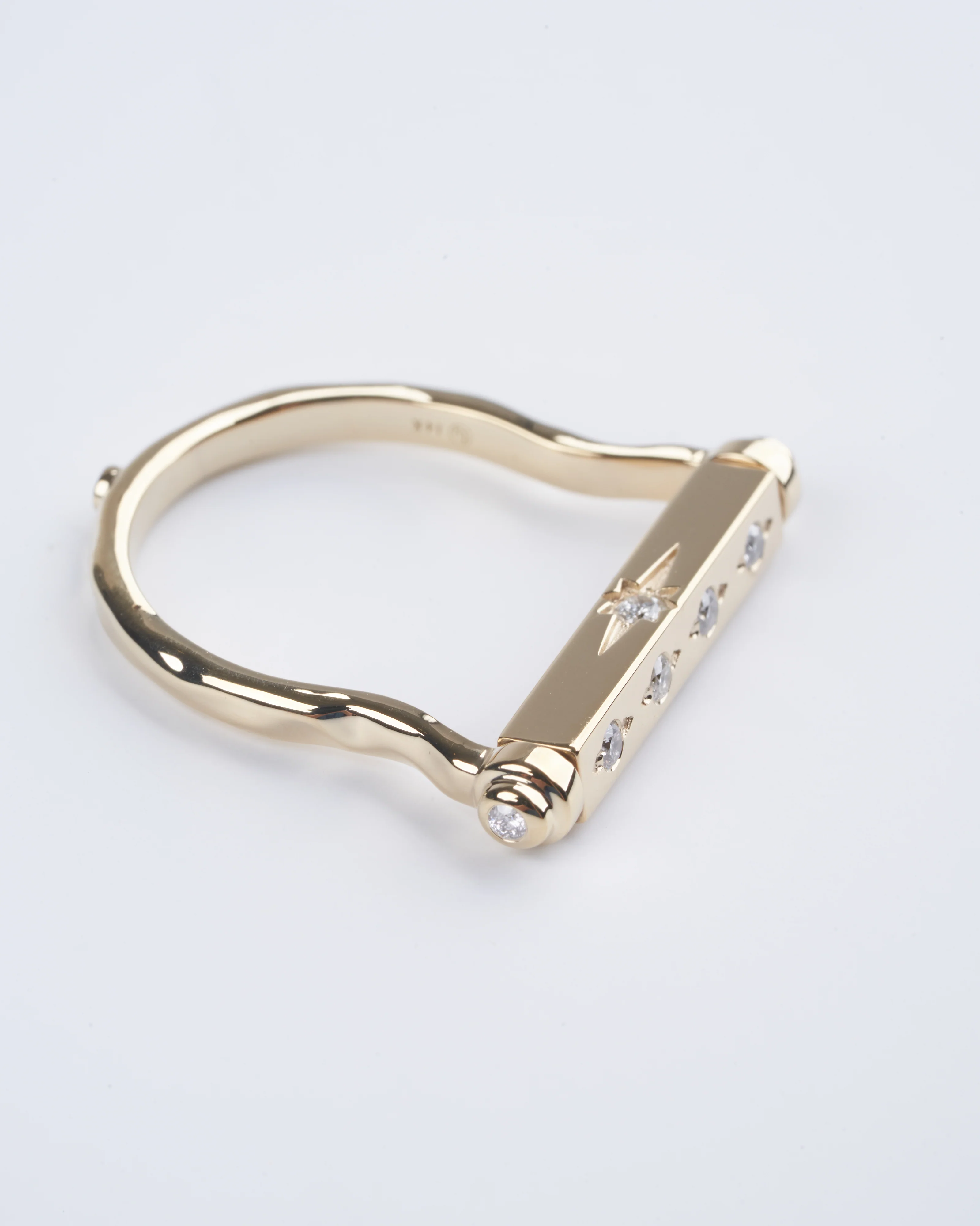 shooting star engravable narrow flip ring - gold/ diamond - Image 4
