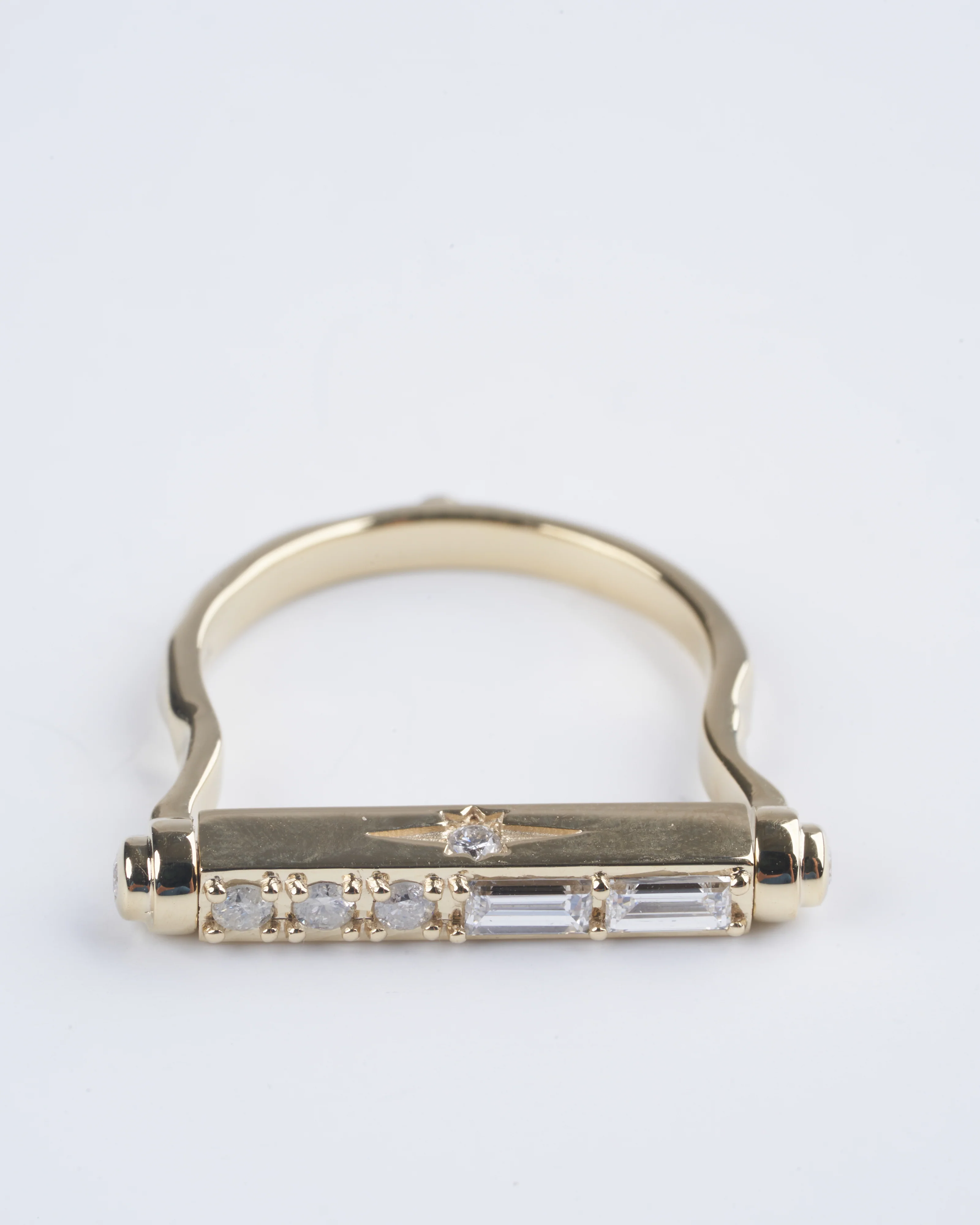 show your love engraved narrow flip ring - gold/ diamond