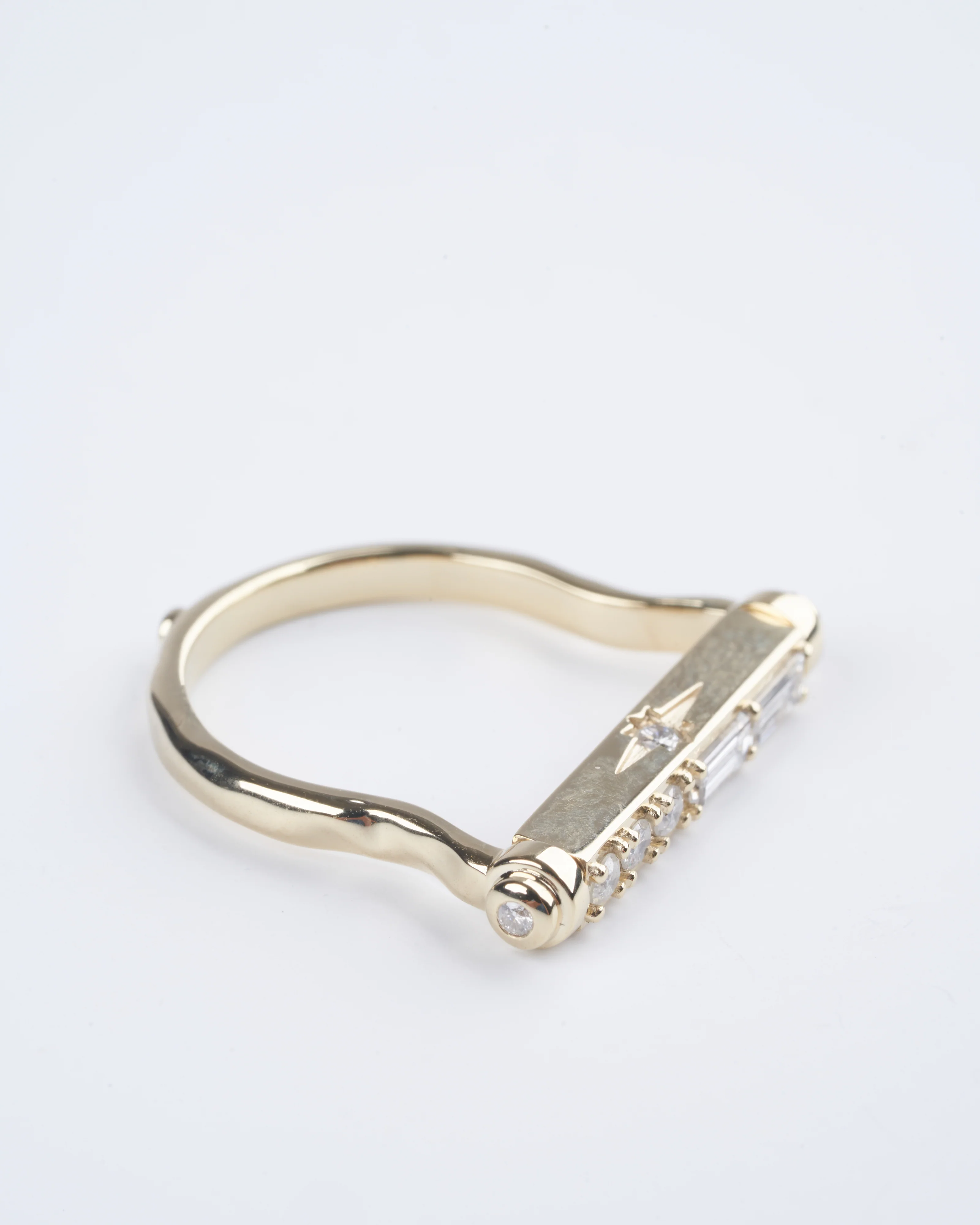 show your love engraved narrow flip ring - gold/ diamond - Image 2