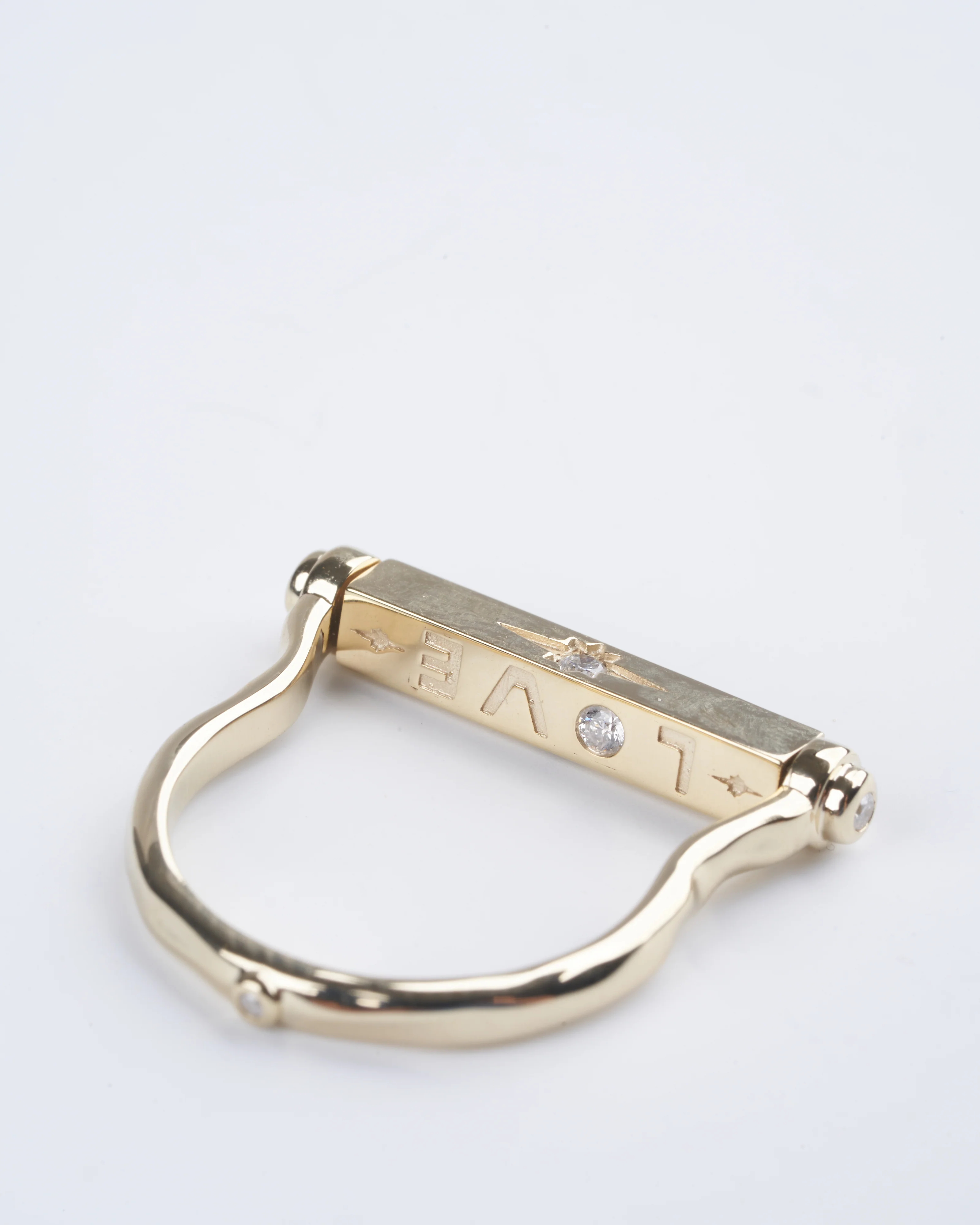 show your love engraved narrow flip ring - gold/ diamond - Image 3