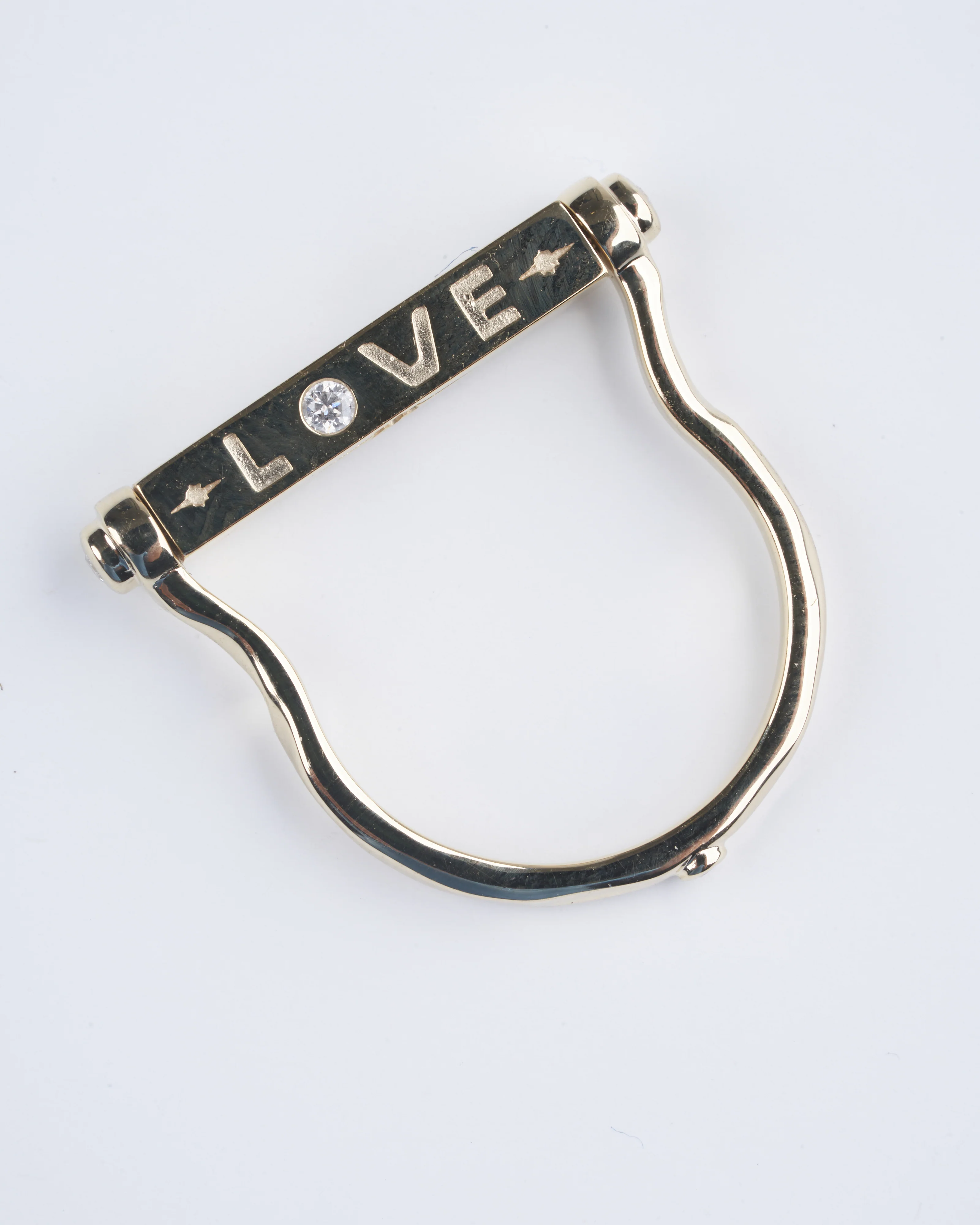 show your love engraved narrow flip ring - gold/ diamond - Image 4