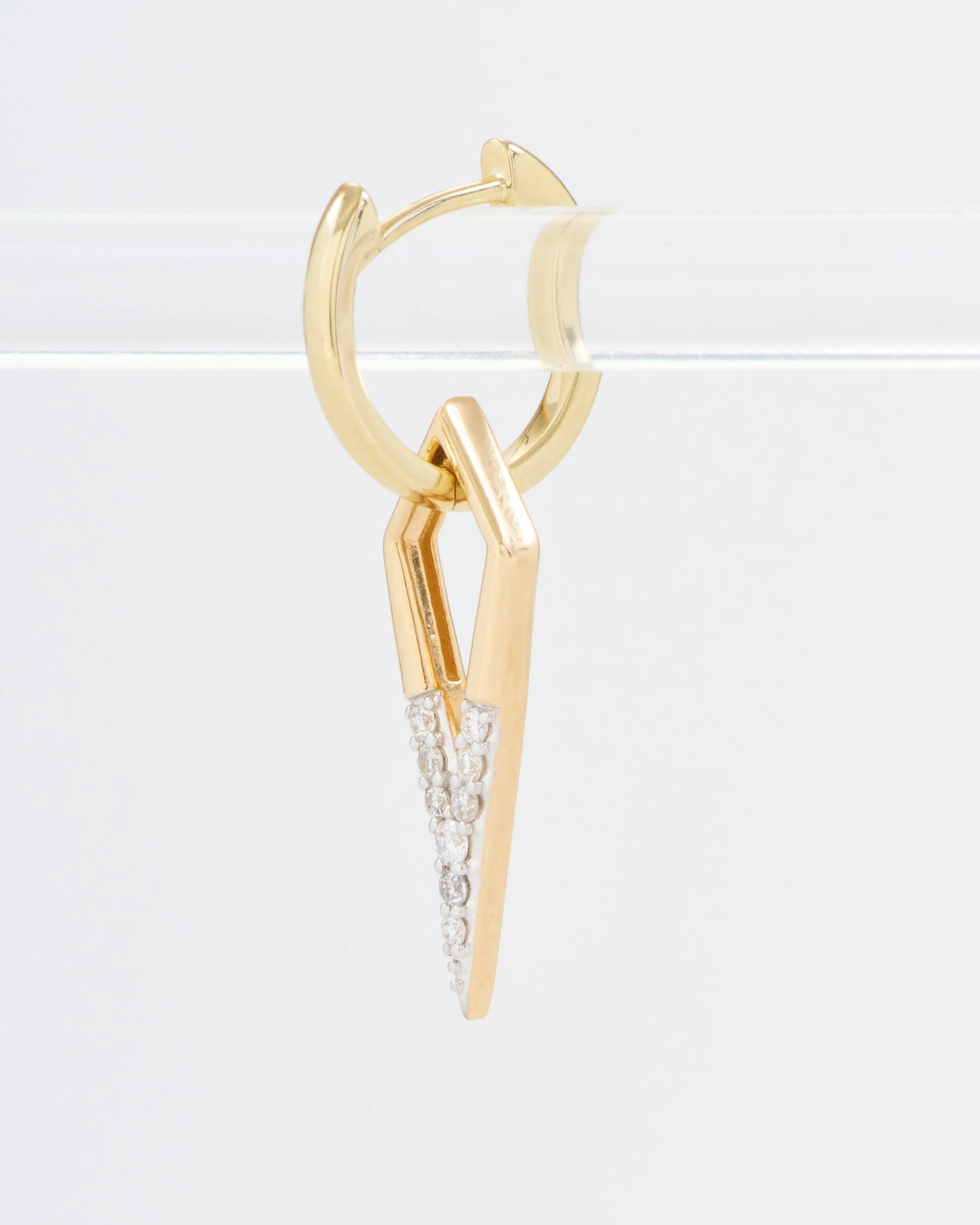 single classic open dagger charm - gold/diamonds - Image 3