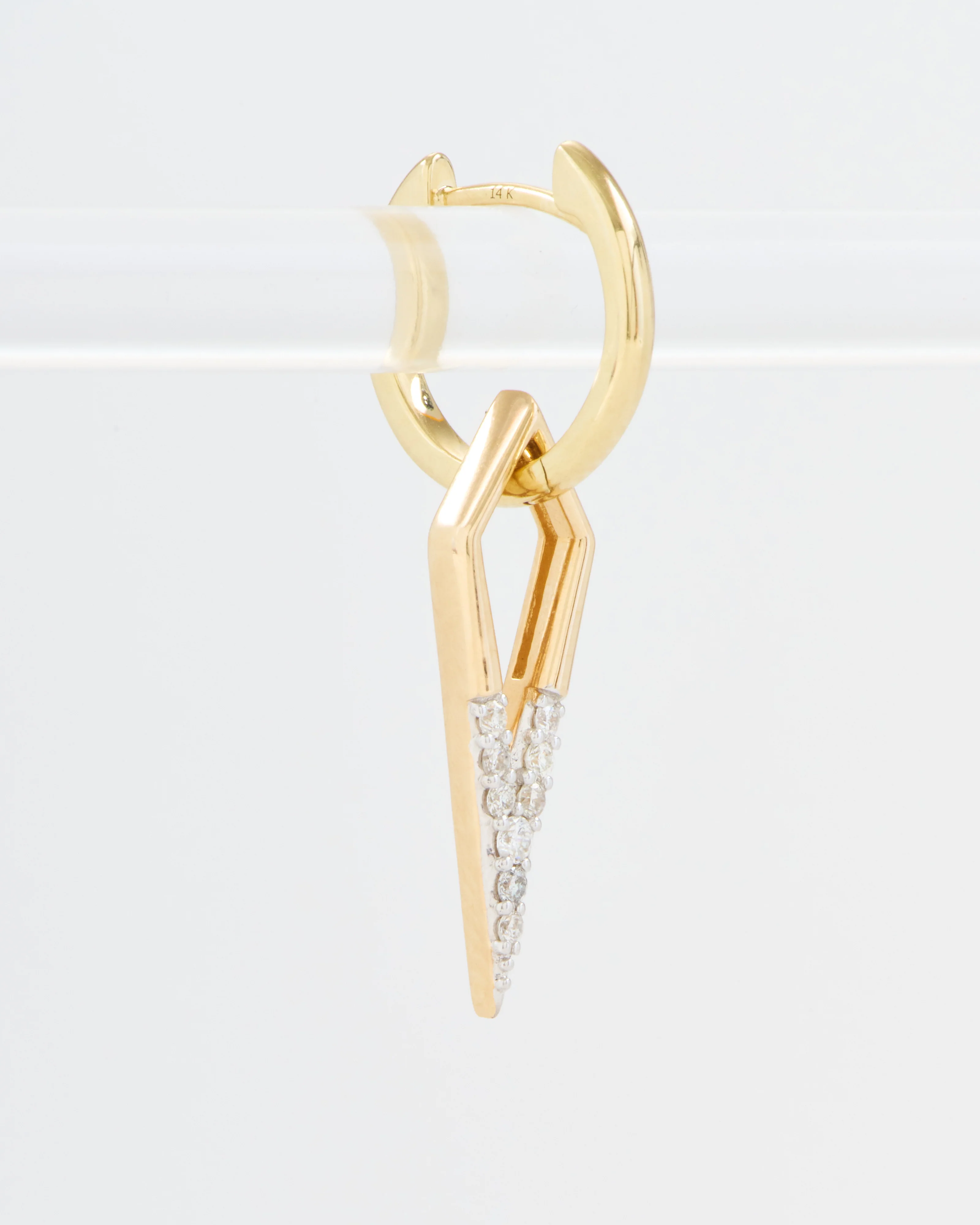 single classic open dagger charm - gold/diamonds - Image 4