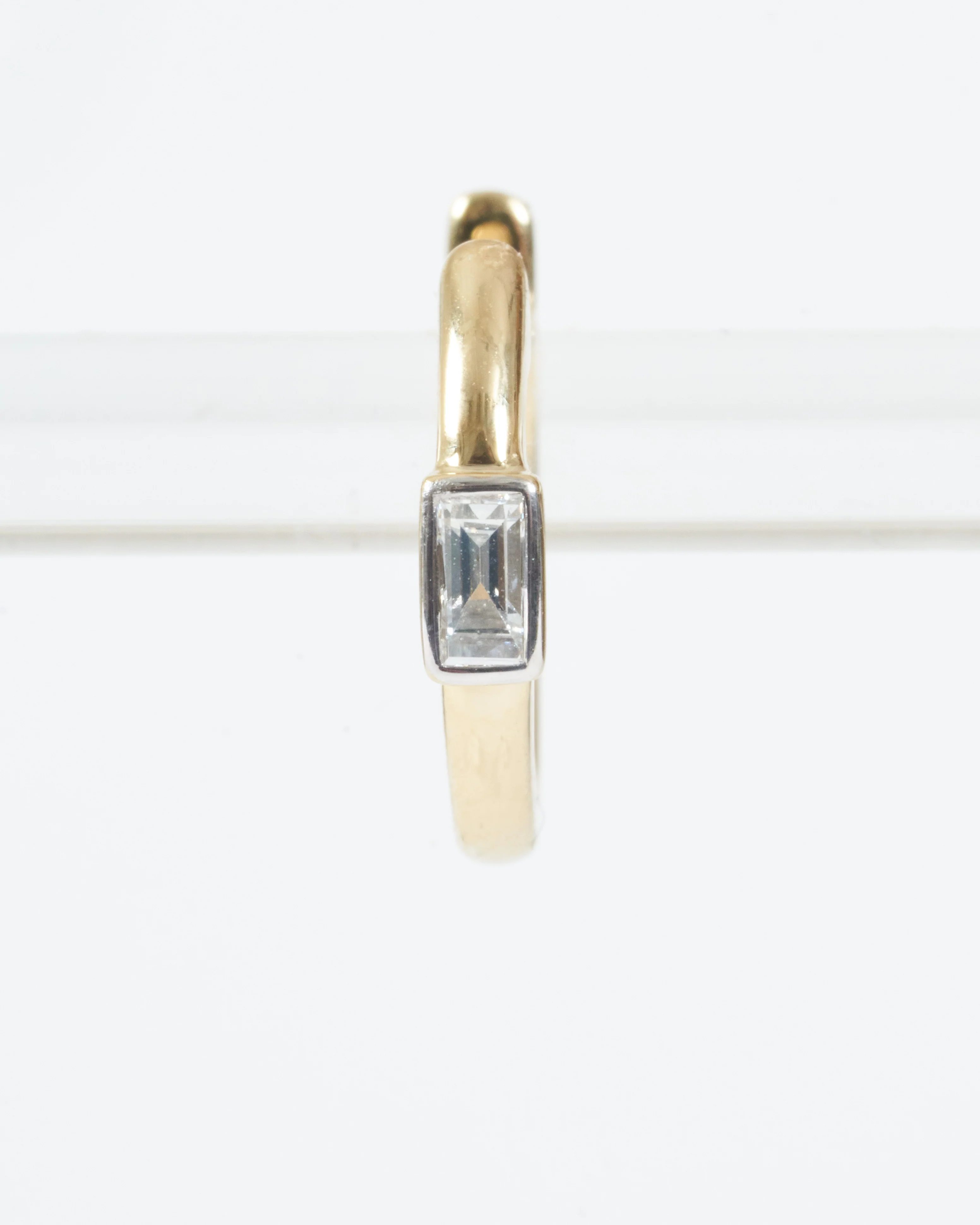 small baguette huggie hoops - gold - Image 3