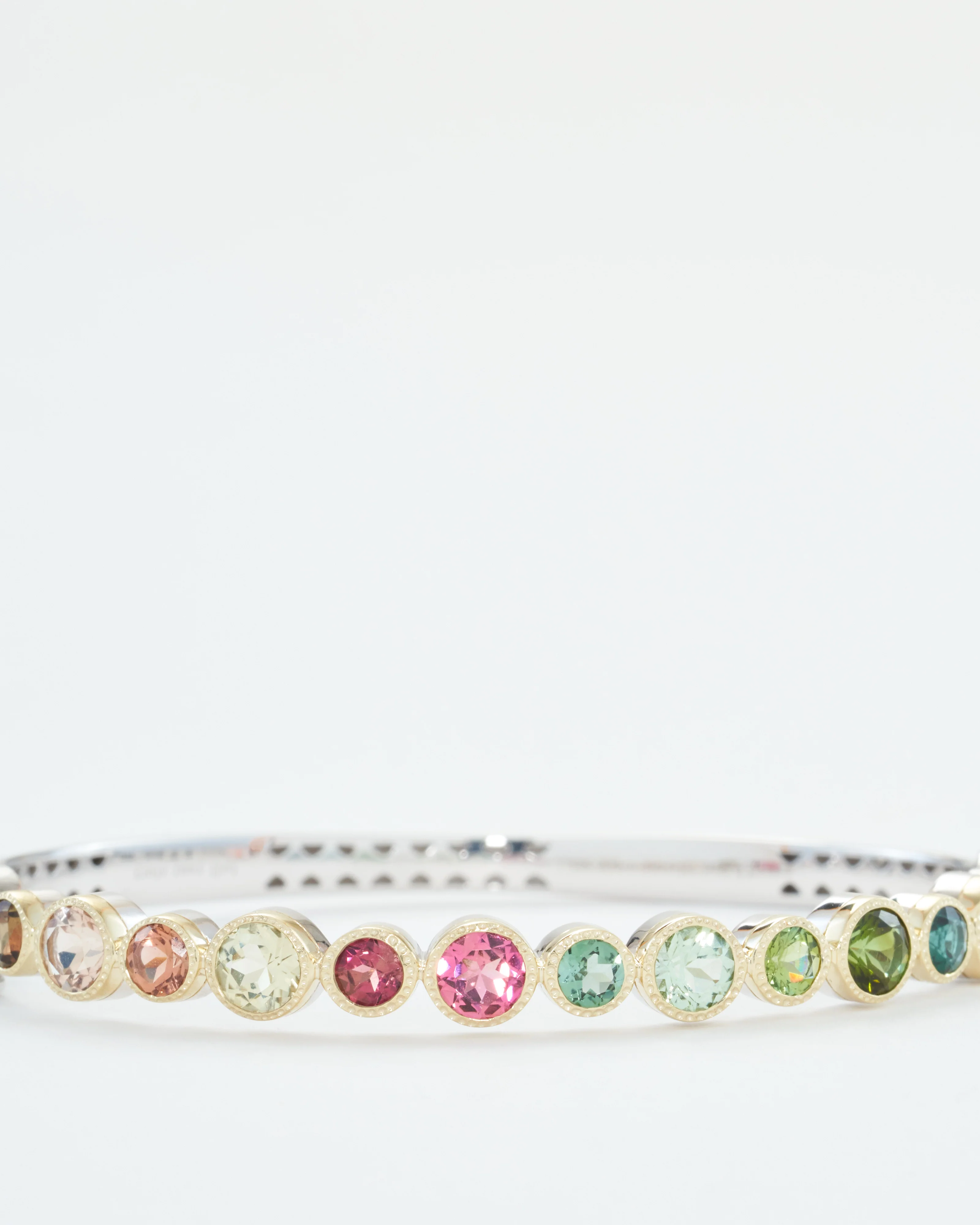 timeless two-toned bezel set mixed tourmaline bangle - Image 2