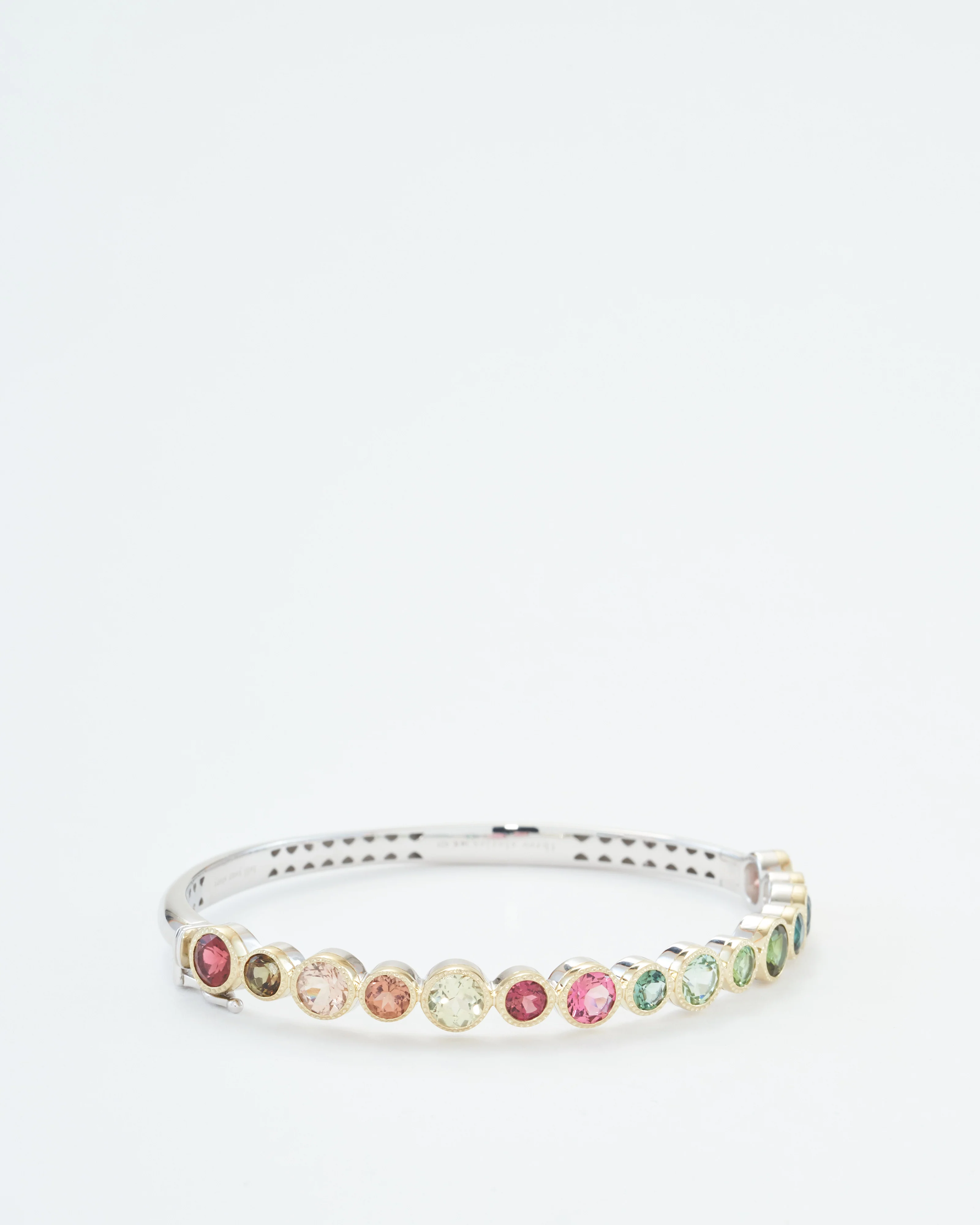 timeless two-toned bezel set mixed tourmaline bangle - Image 3