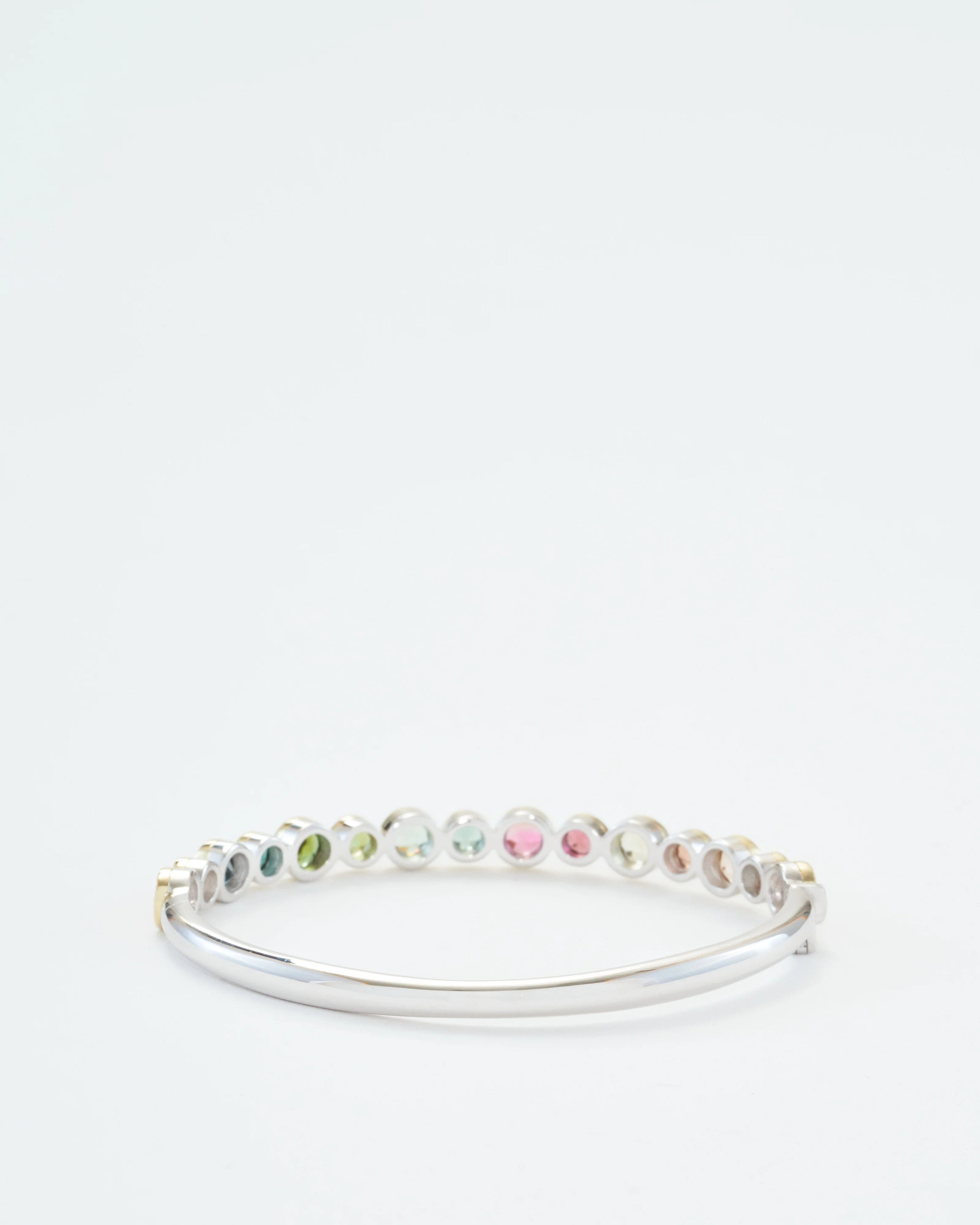 timeless two-toned bezel set mixed tourmaline bangle - Image 5