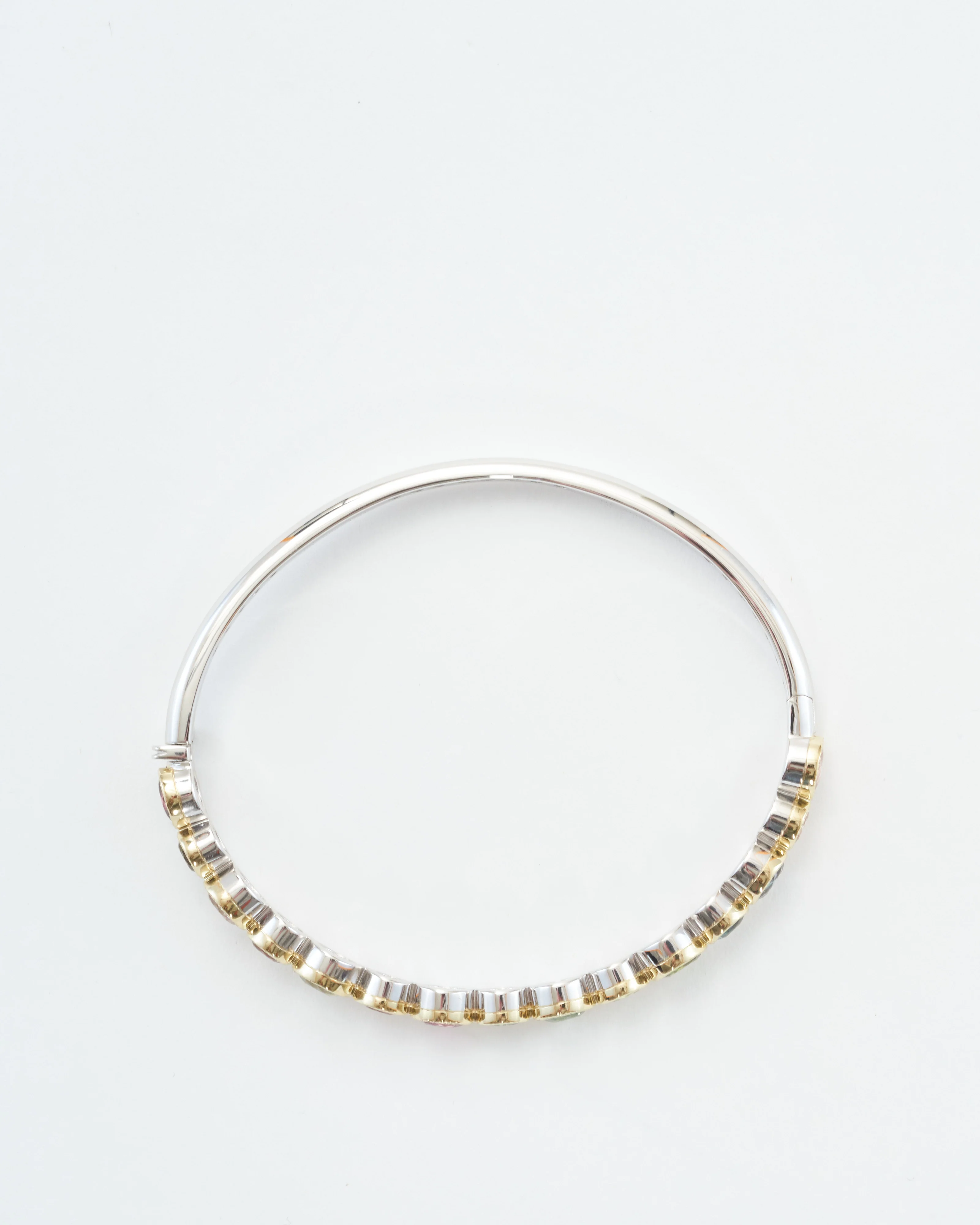 timeless two-toned bezel set mixed tourmaline bangle - Image 6