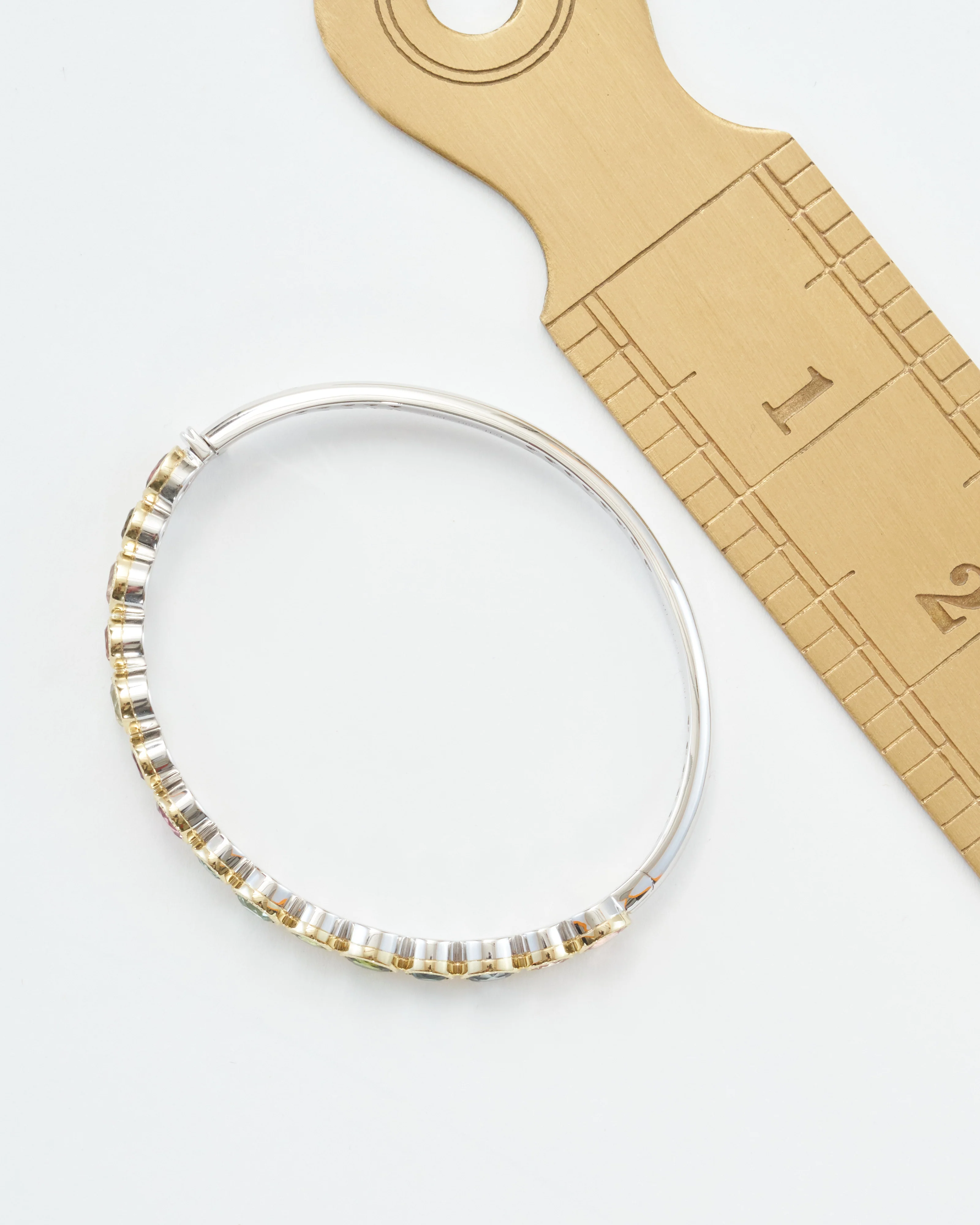 timeless two-toned bezel set mixed tourmaline bangle - Image 7