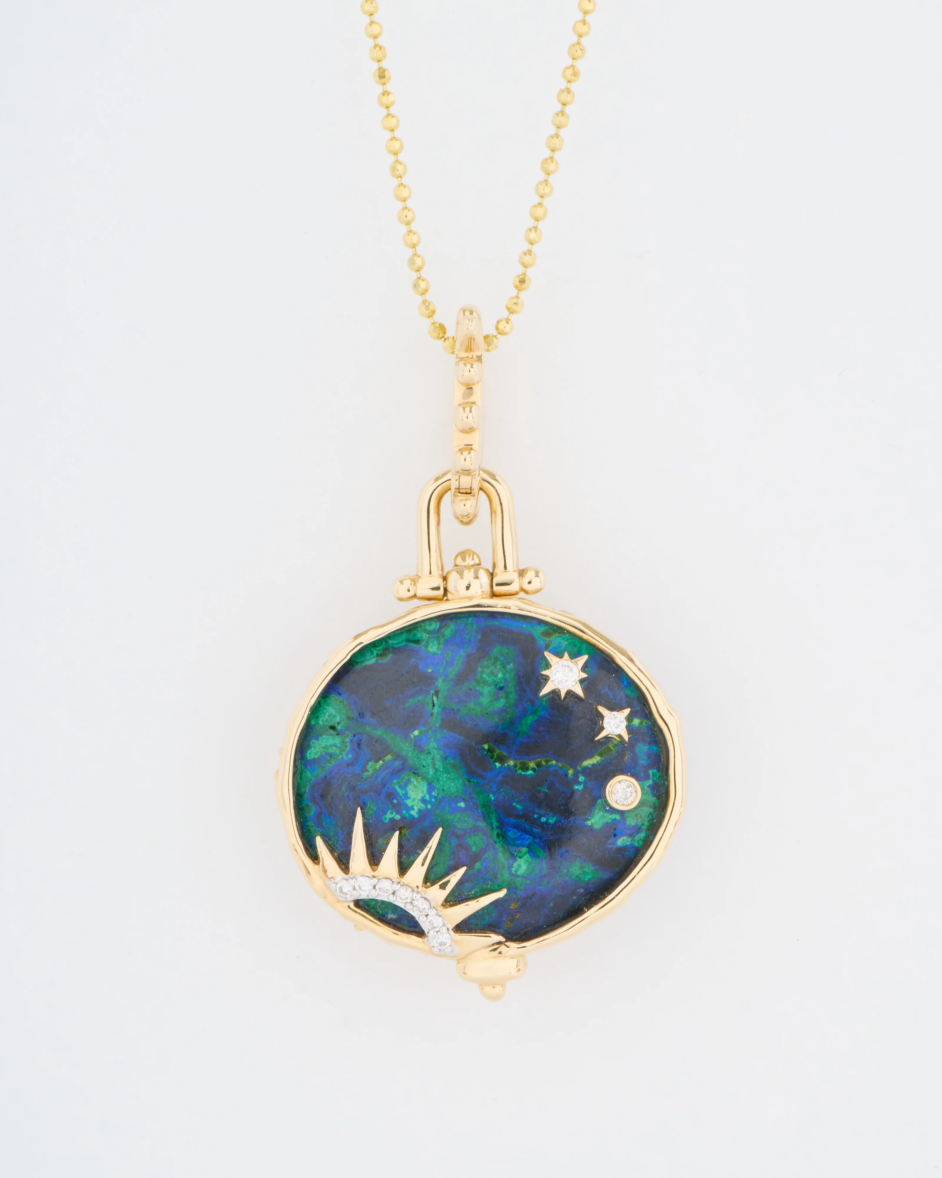 tree of life azurite oval pendant