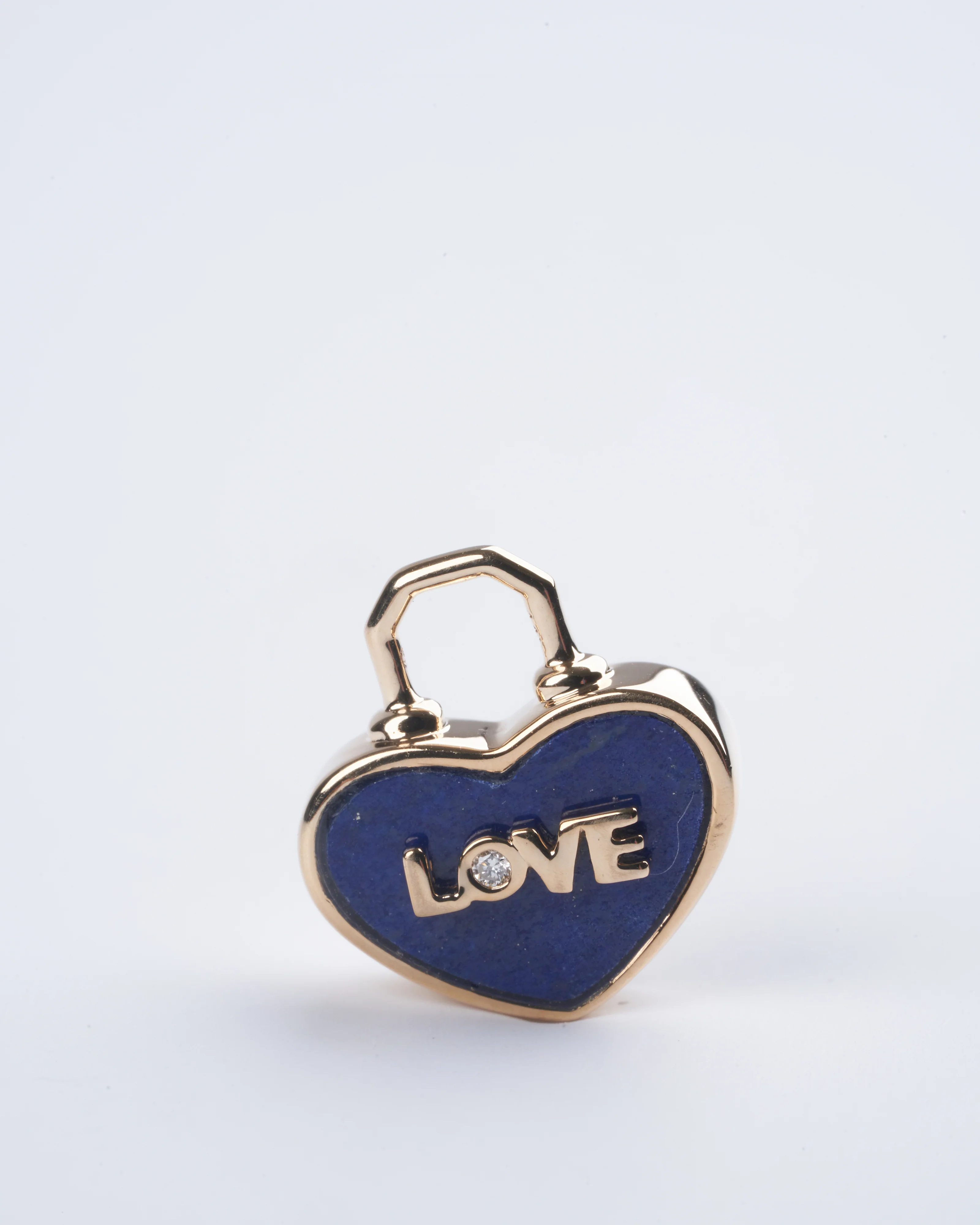 trust your heart openable lock charm - lapis/ gold - Image 2