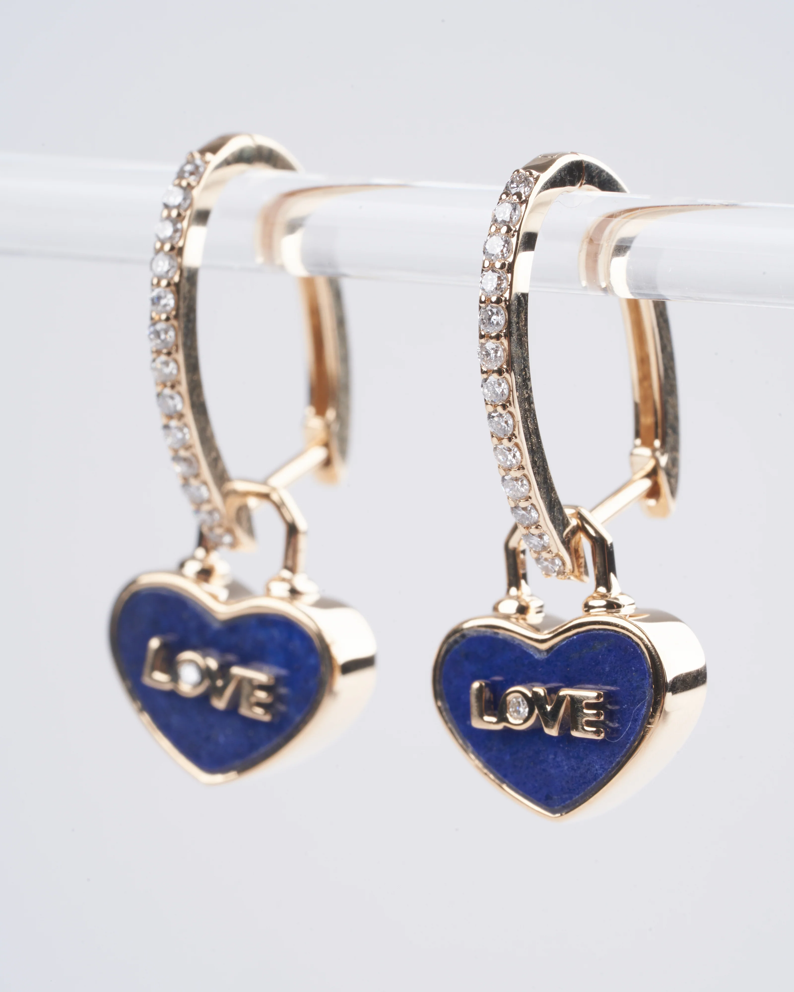 trust your heart openable lock charm - lapis/ gold - Image 3