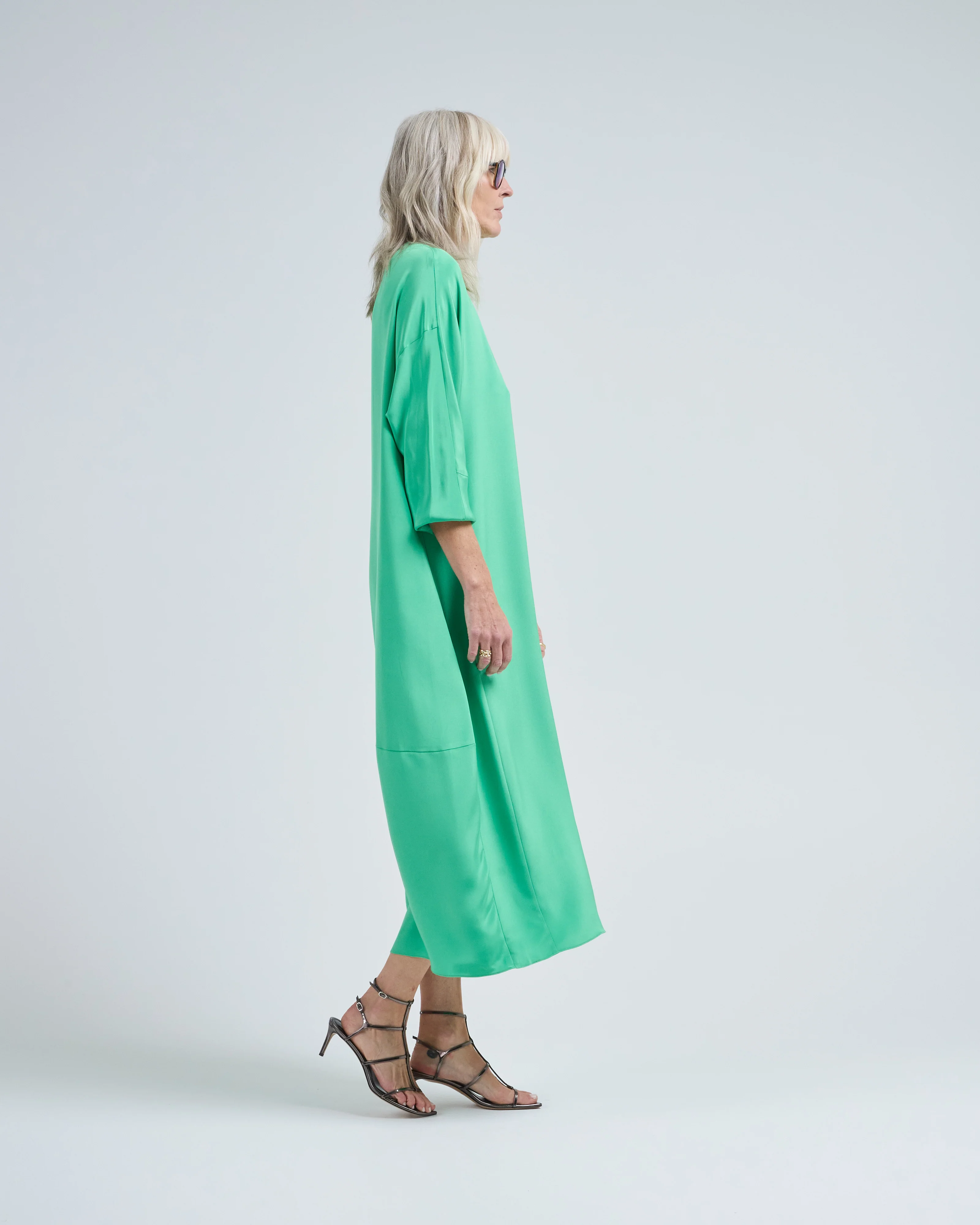 4 ply silk long sleeve cocoon dress - Image 2
