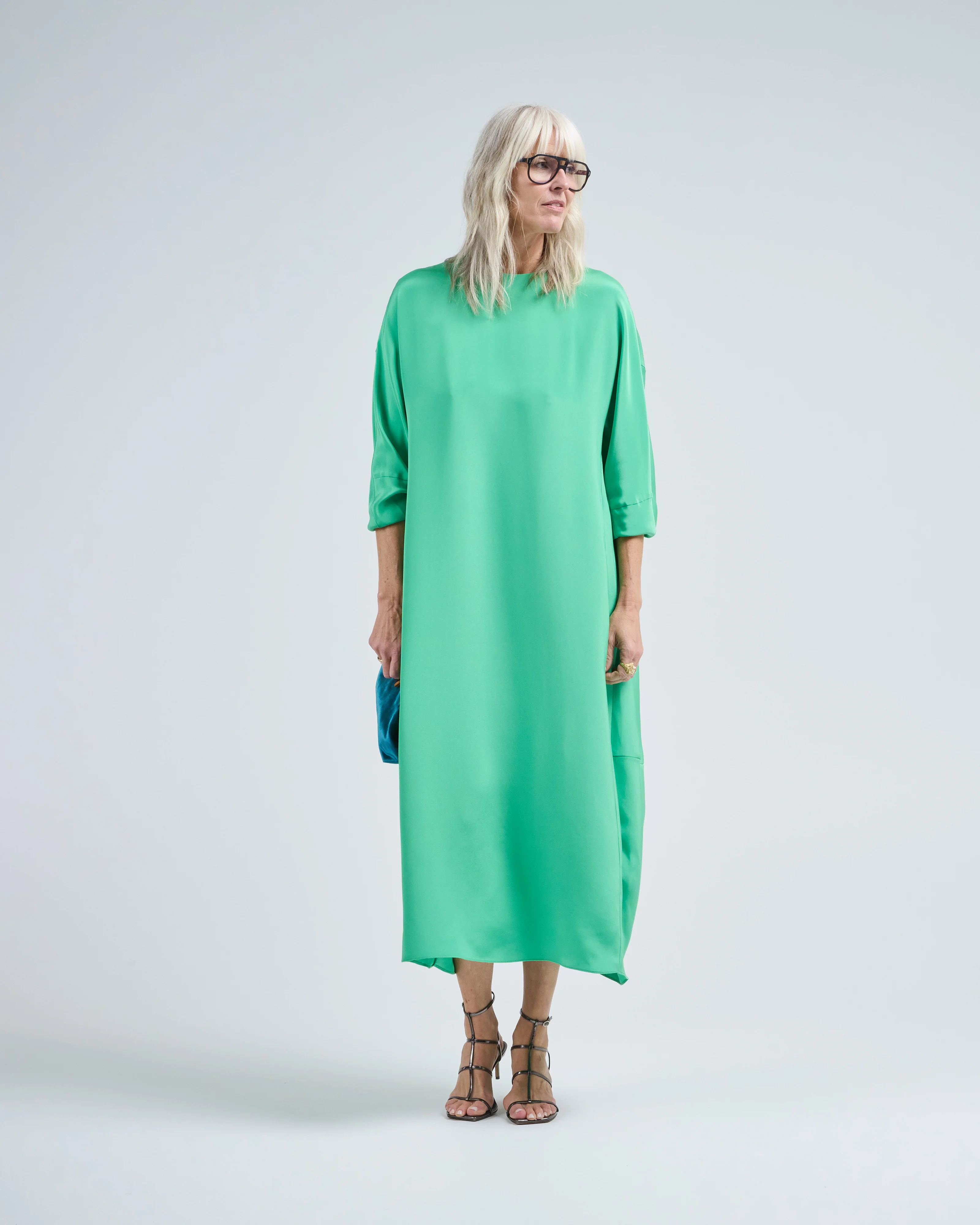 4 ply silk long sleeve cocoon dress - Image 4