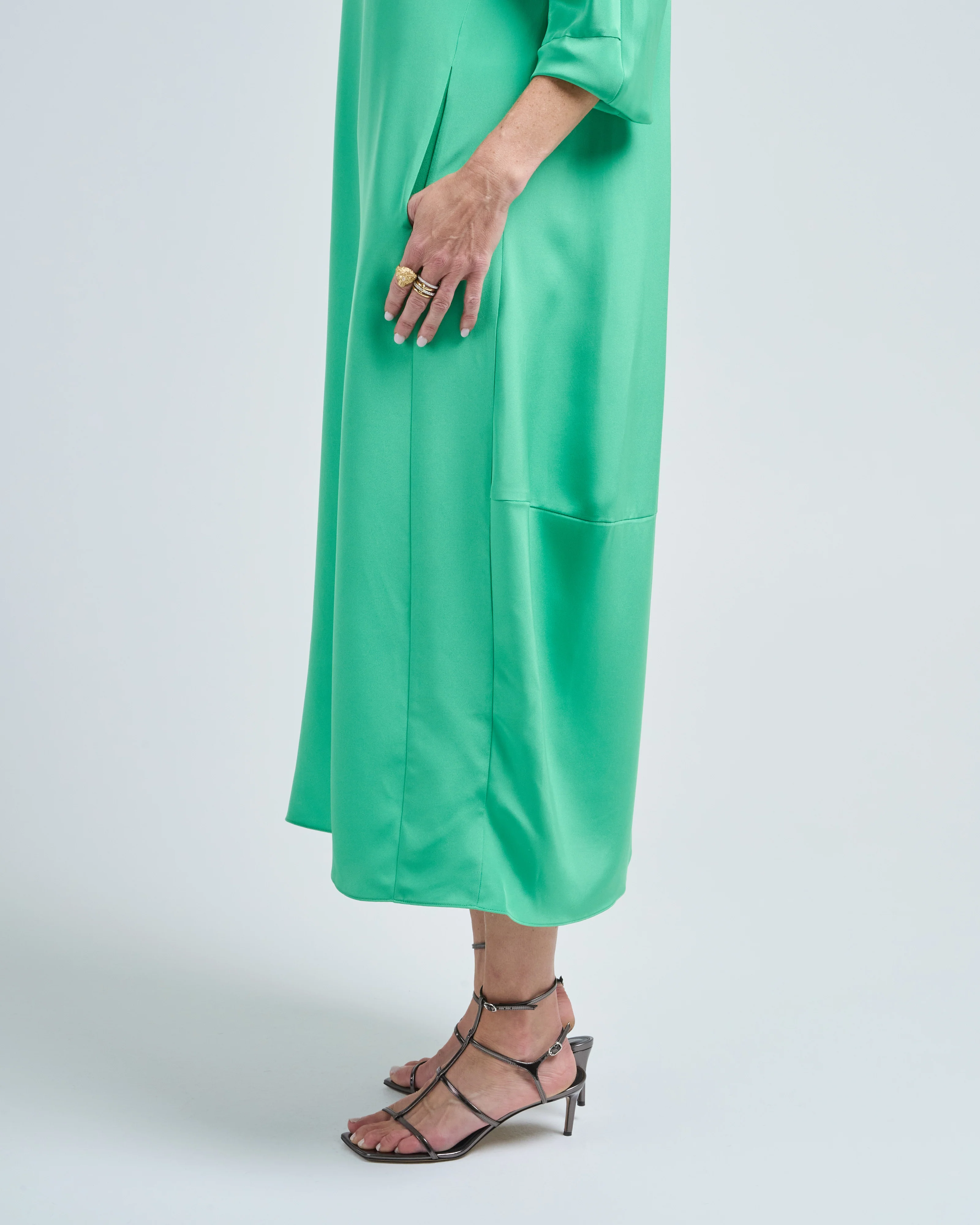 4 ply silk long sleeve cocoon dress - Image 5