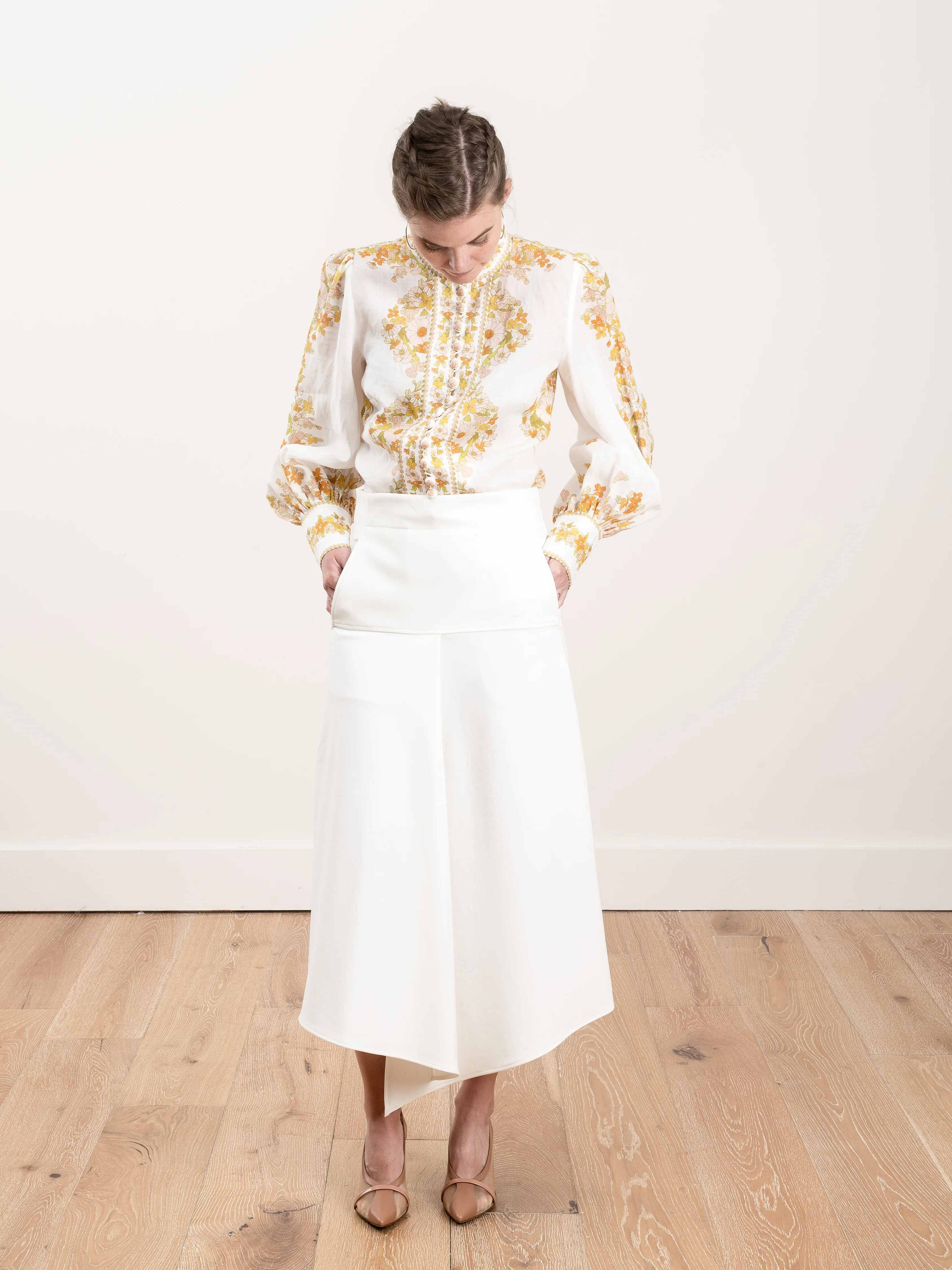 anson stretch drape skirt - ivory - Image 2