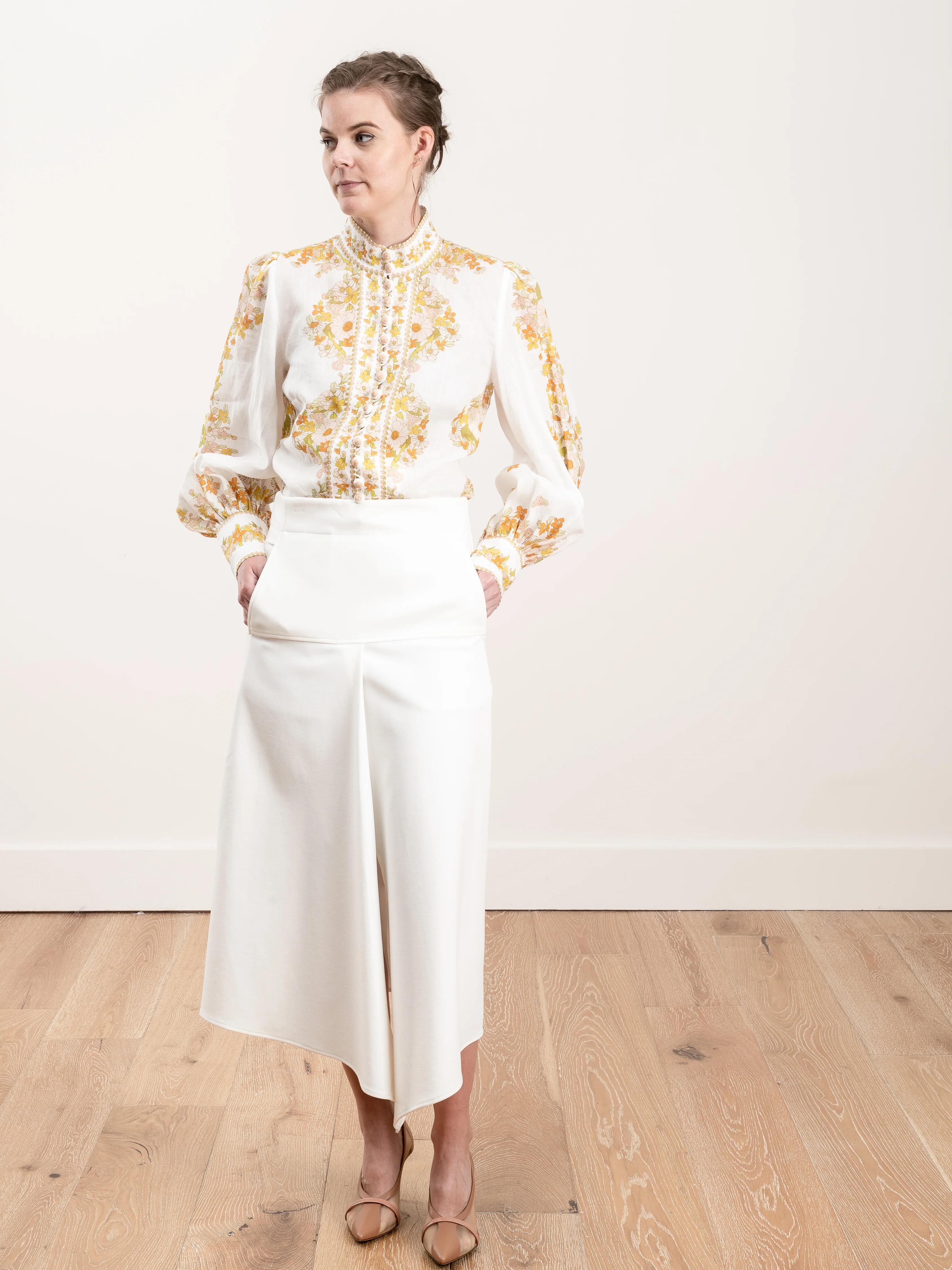 anson stretch drape skirt - ivory - Image 3