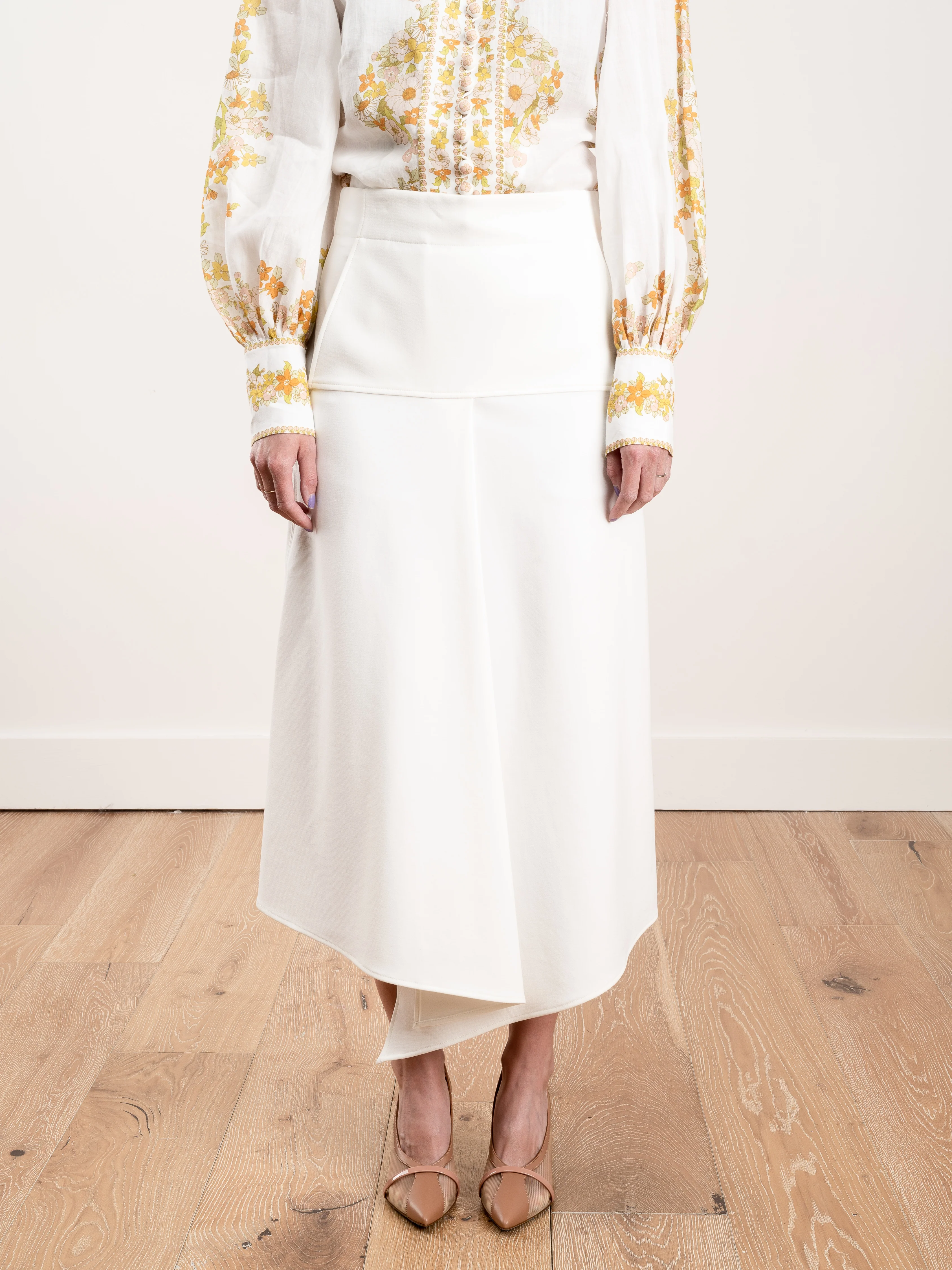 anson stretch drape skirt - ivory - Image 4