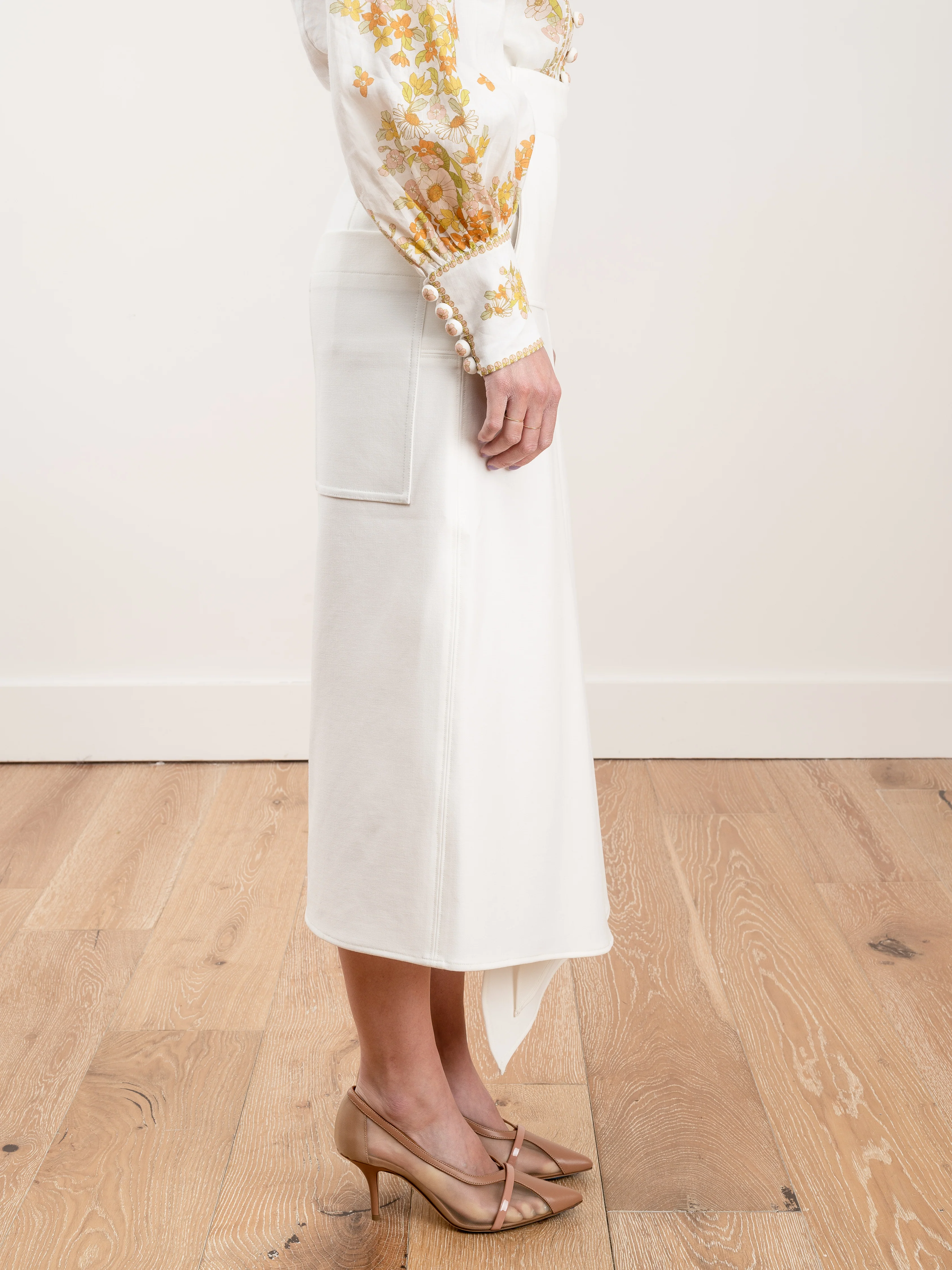 anson stretch drape skirt - ivory - Image 5