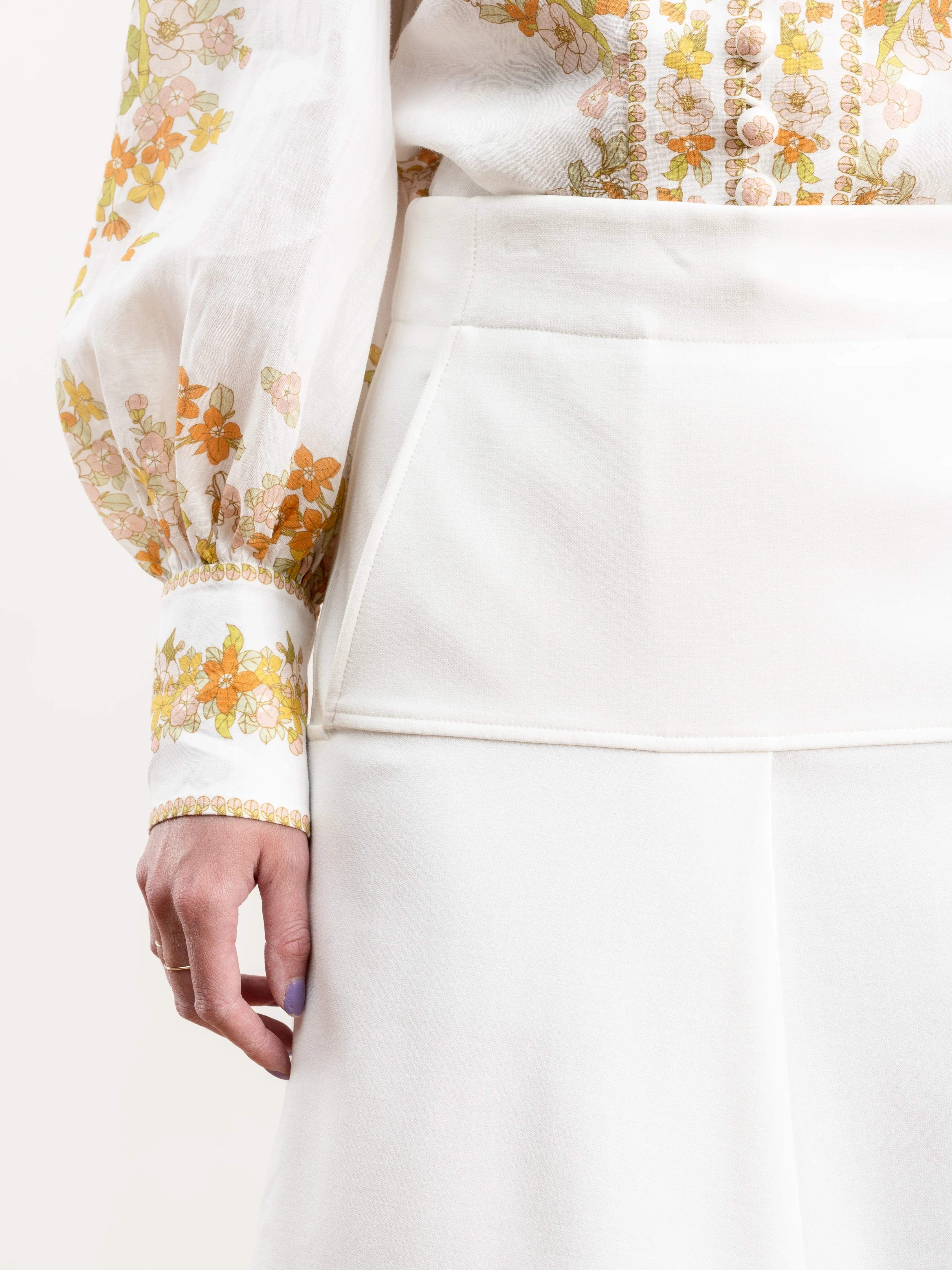 anson stretch drape skirt - ivory - Image 7