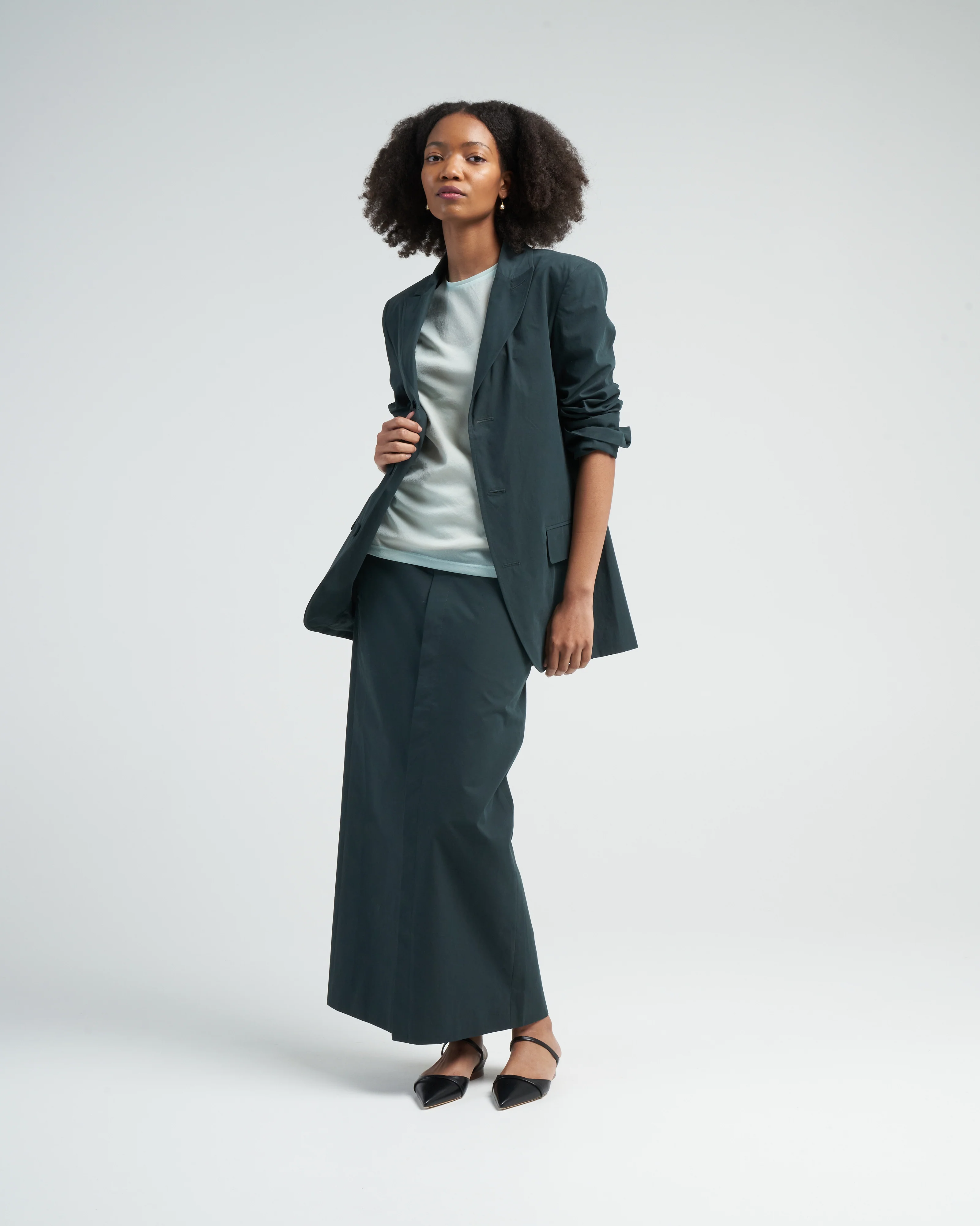 arun suiting back wrap maxi skirt - hazel green - Image 2