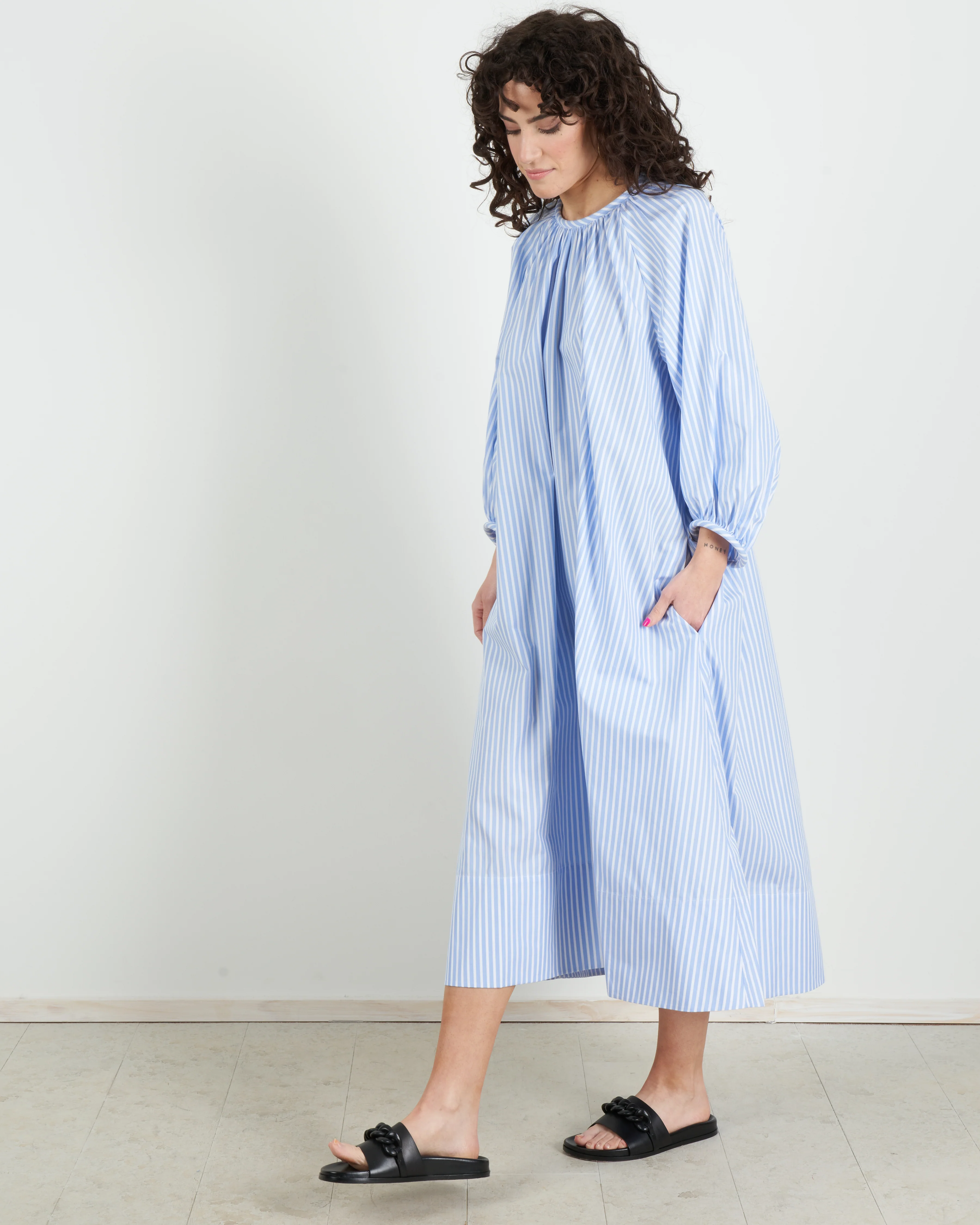 awning stripe dress - sky blue - Image 2